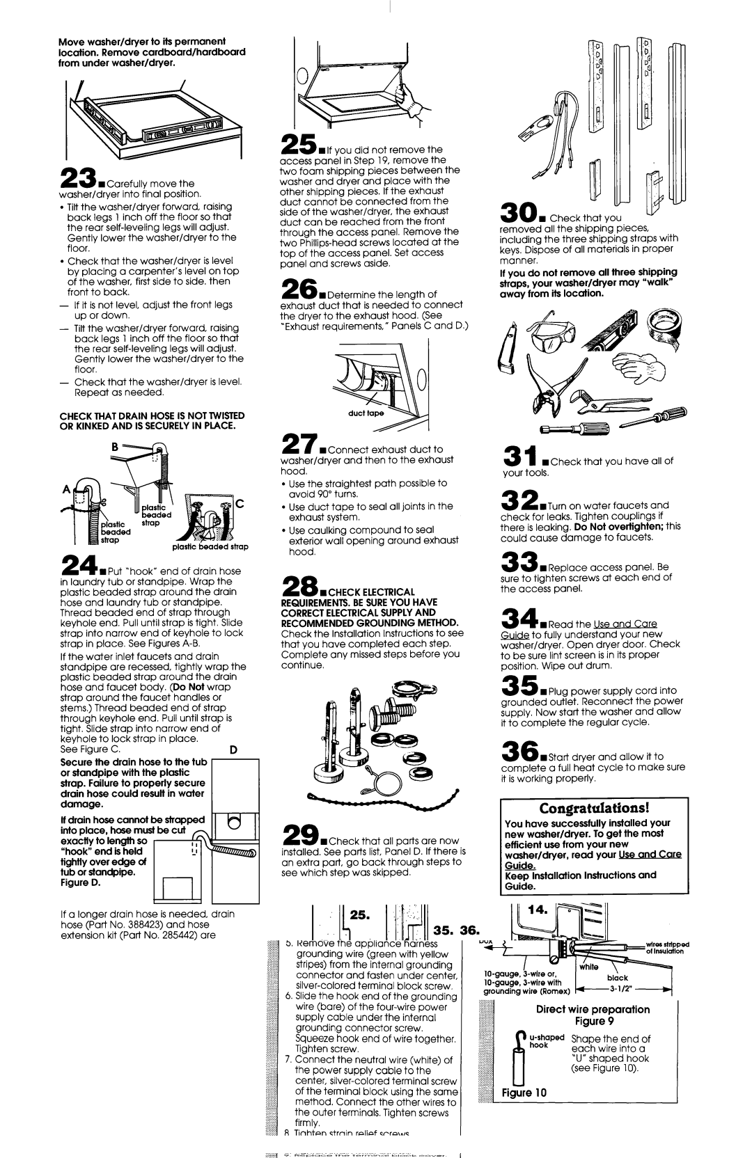 Whirlpool 3397612 installation instructions Congratulations, Numbers Correwond To steljs Panel F 