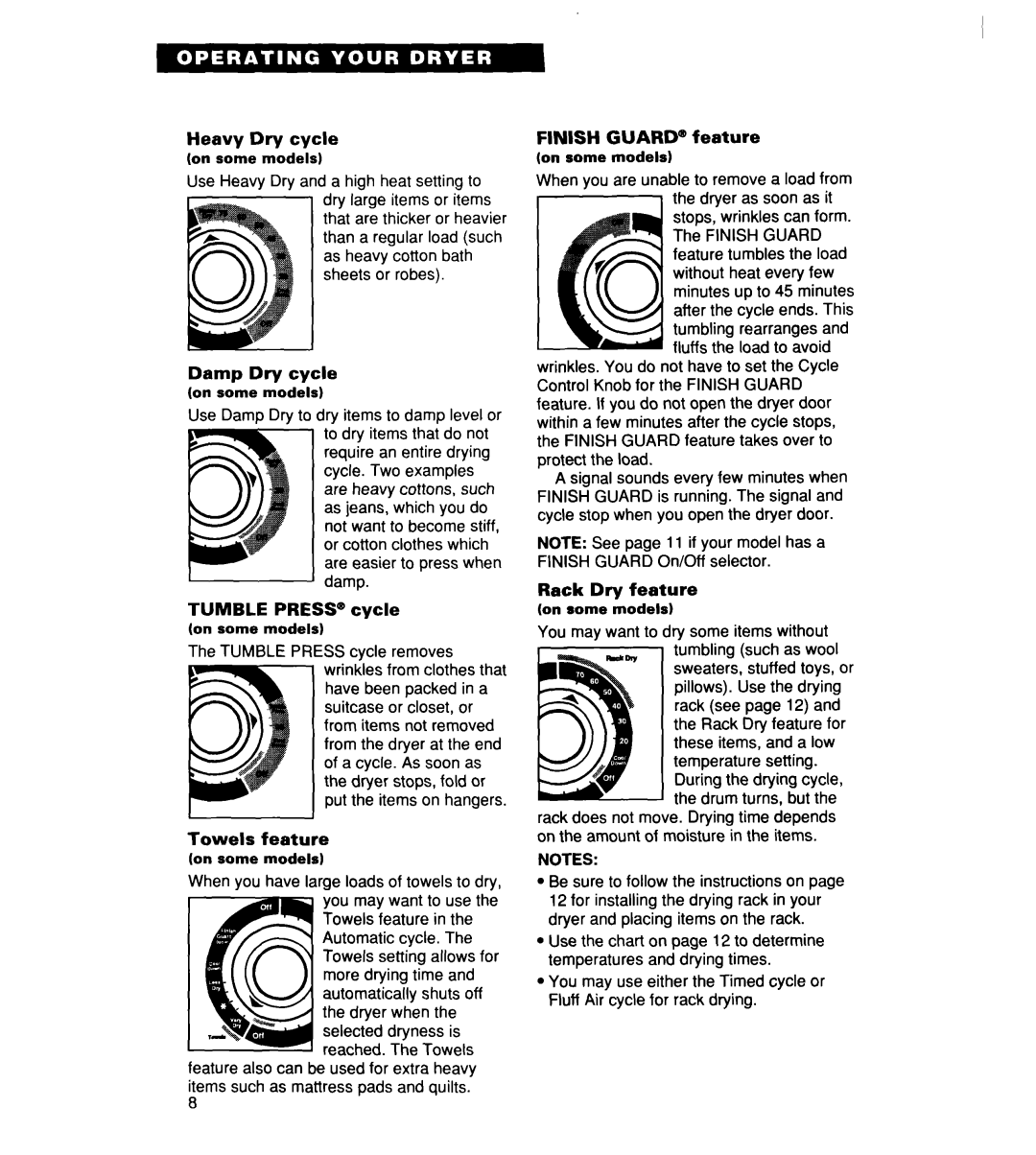 Whirlpool 340 1094 warranty Heavy Dry cycle 