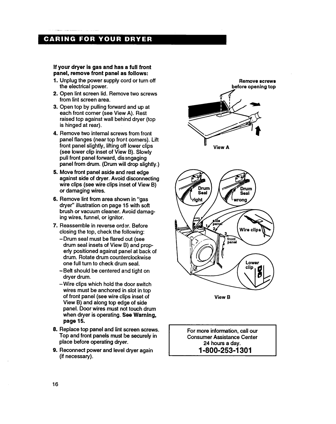 Whirlpool 3401086 warranty Before opening top 