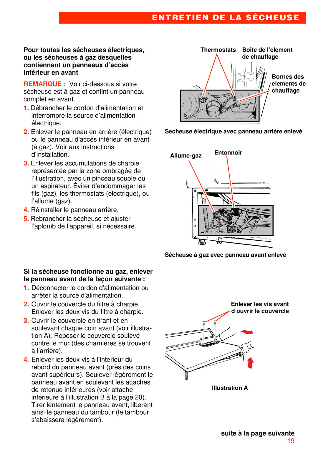 Whirlpool 3405792 manual Enlever les vis avant d’ouvrir le couvercle Illustration a 