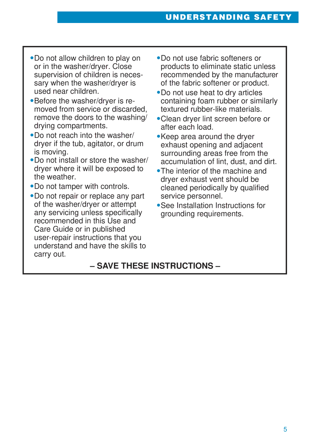 Whirlpool 3406874 warranty Understanding Safety 