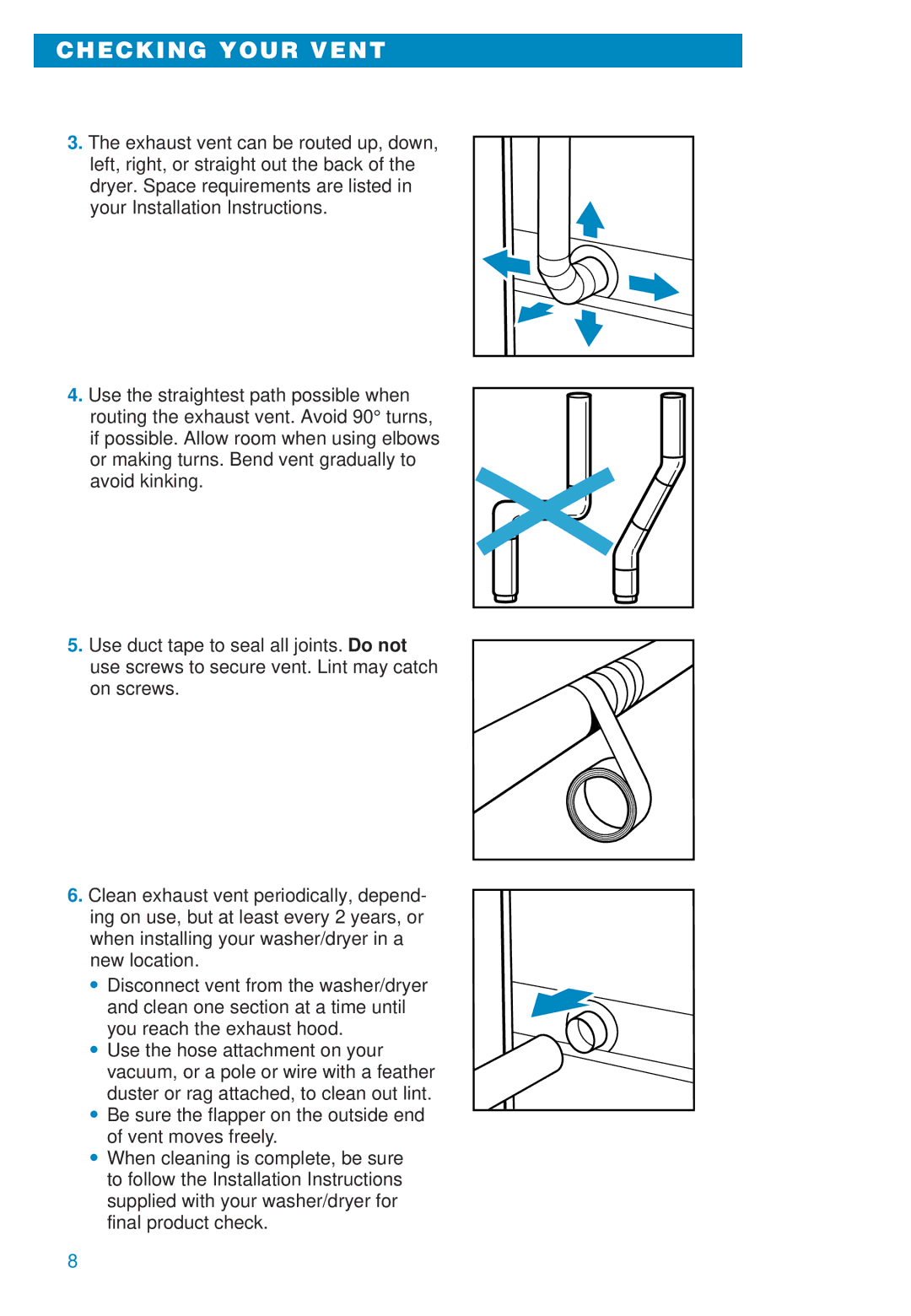 Whirlpool 3406874 warranty Checking Your Vent 