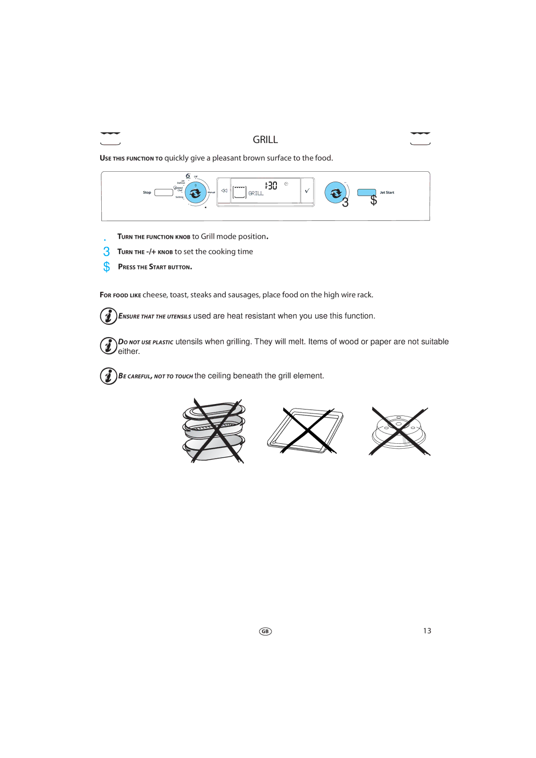 Whirlpool 379 manual Grill, Turn the -/+KNOB to set the cooking time 