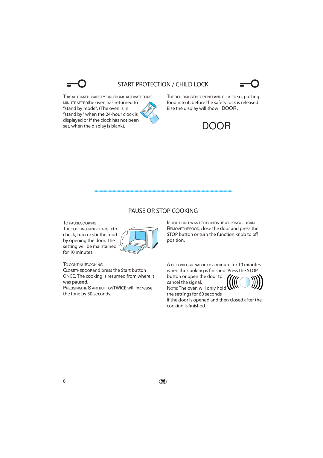 Whirlpool 379 manual Start Protection / Child Lock, Pause or Stop Cooking, Time by 30 seconds 