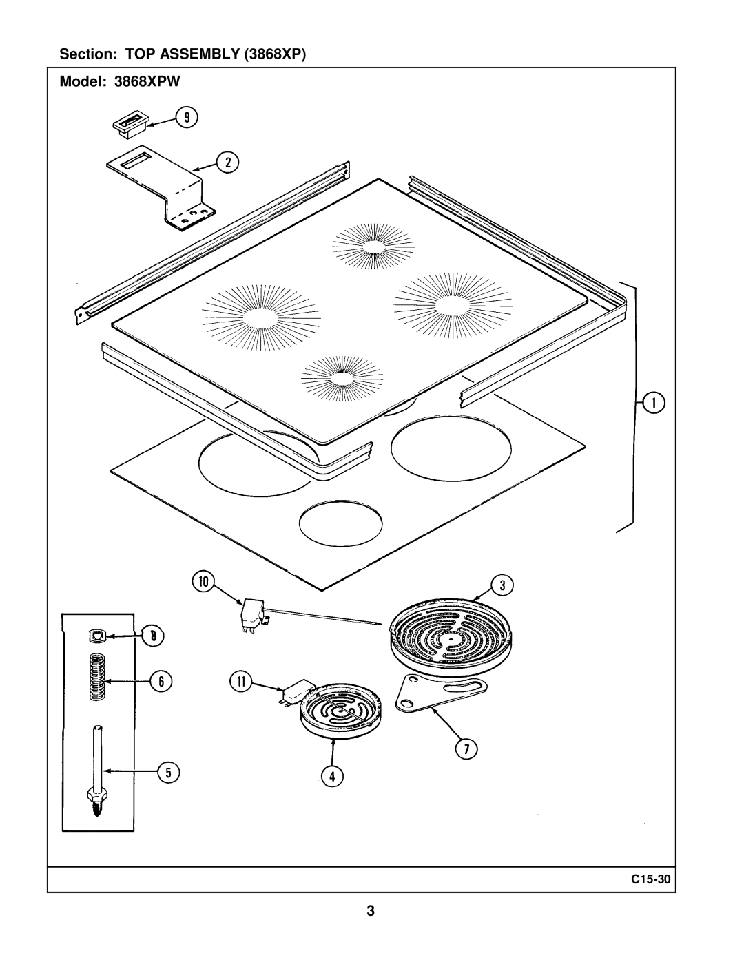 Whirlpool manual Section TOP Assembly 3868XP Model 3868XPW 