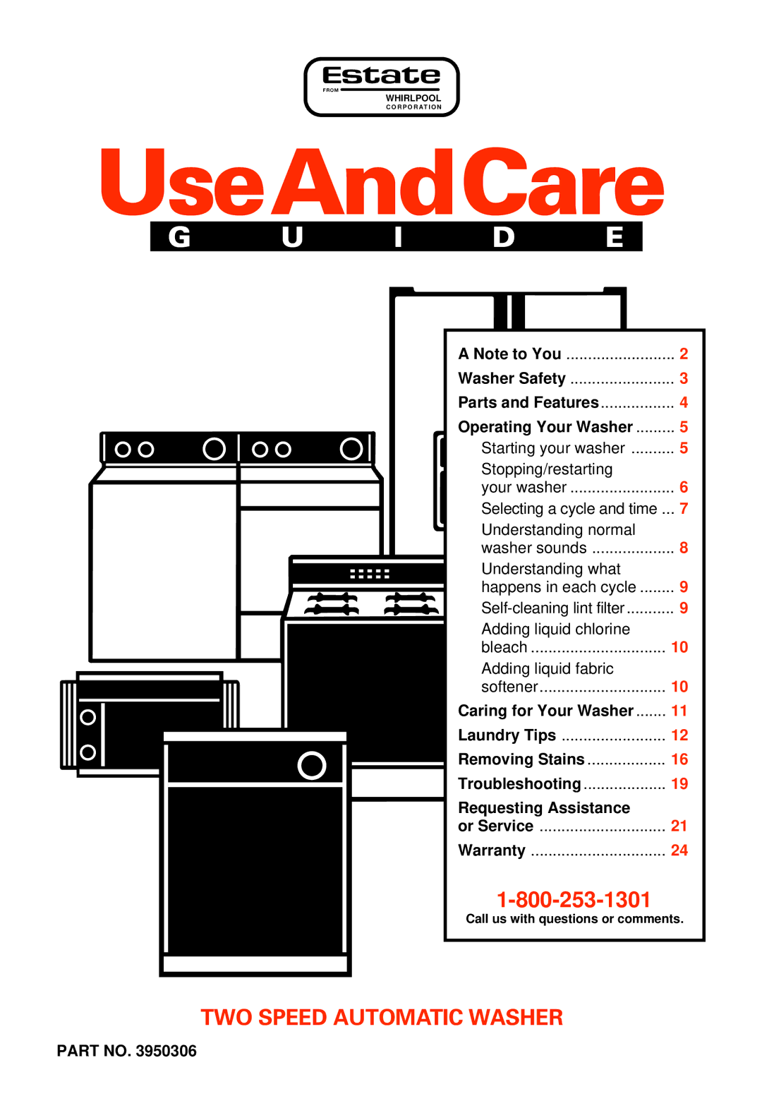 Whirlpool 3950306 warranty UseAndCare 