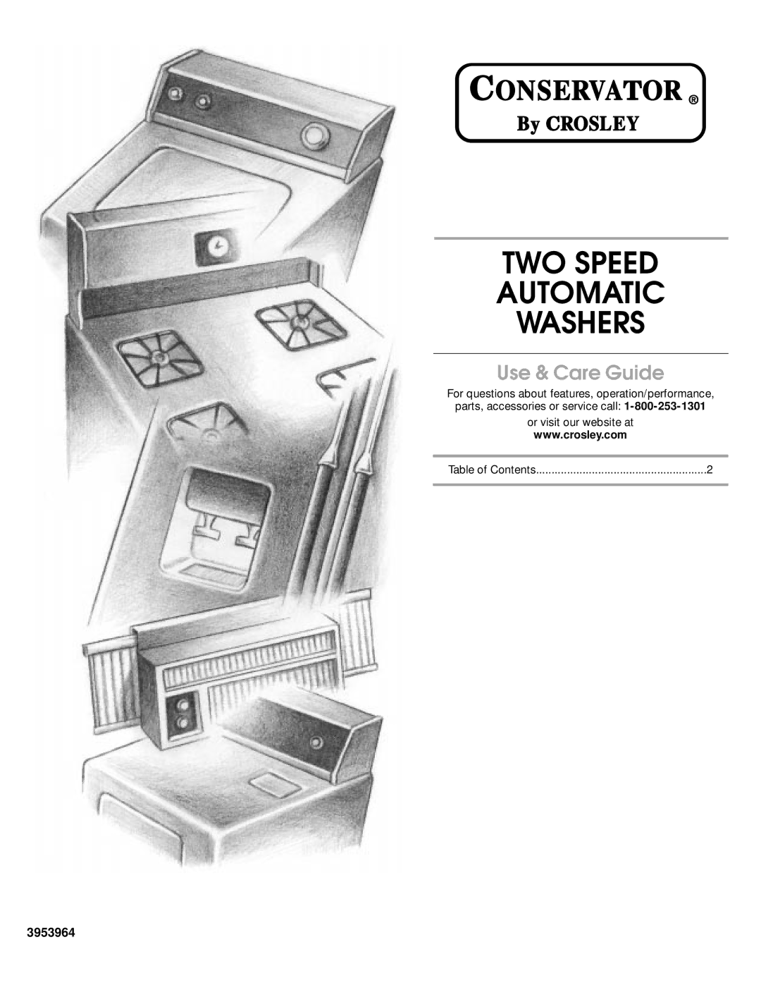 Whirlpool 3953964 manual TWO Speed Automatic Washers, Use & Care Guide 