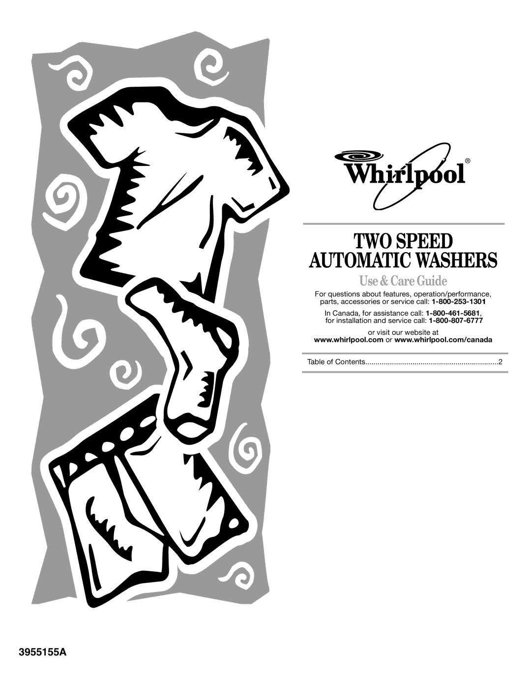 Whirlpool 3955155A manual TWO Speed, Use & Care Guide 