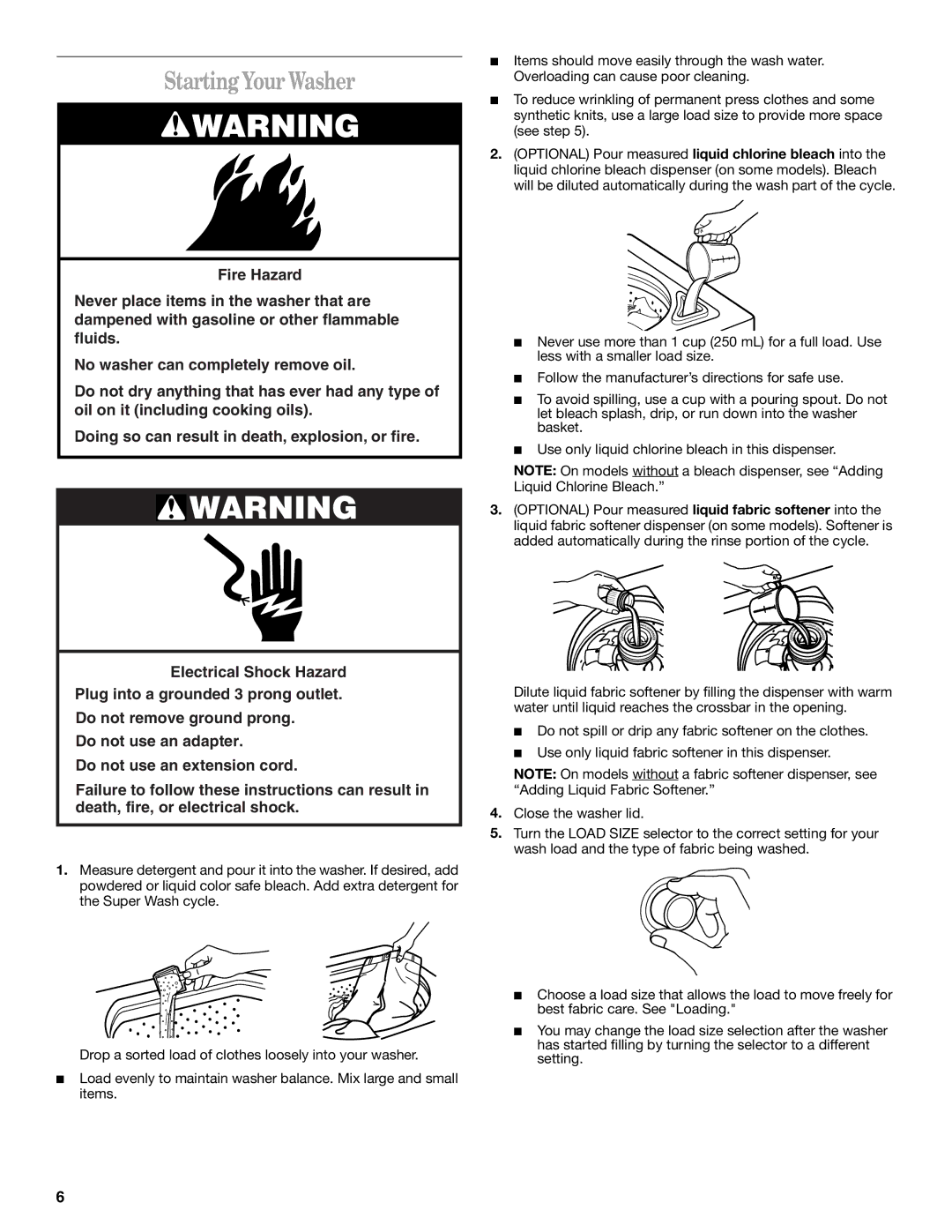 Whirlpool 3955155A manual StartingYour Washer 