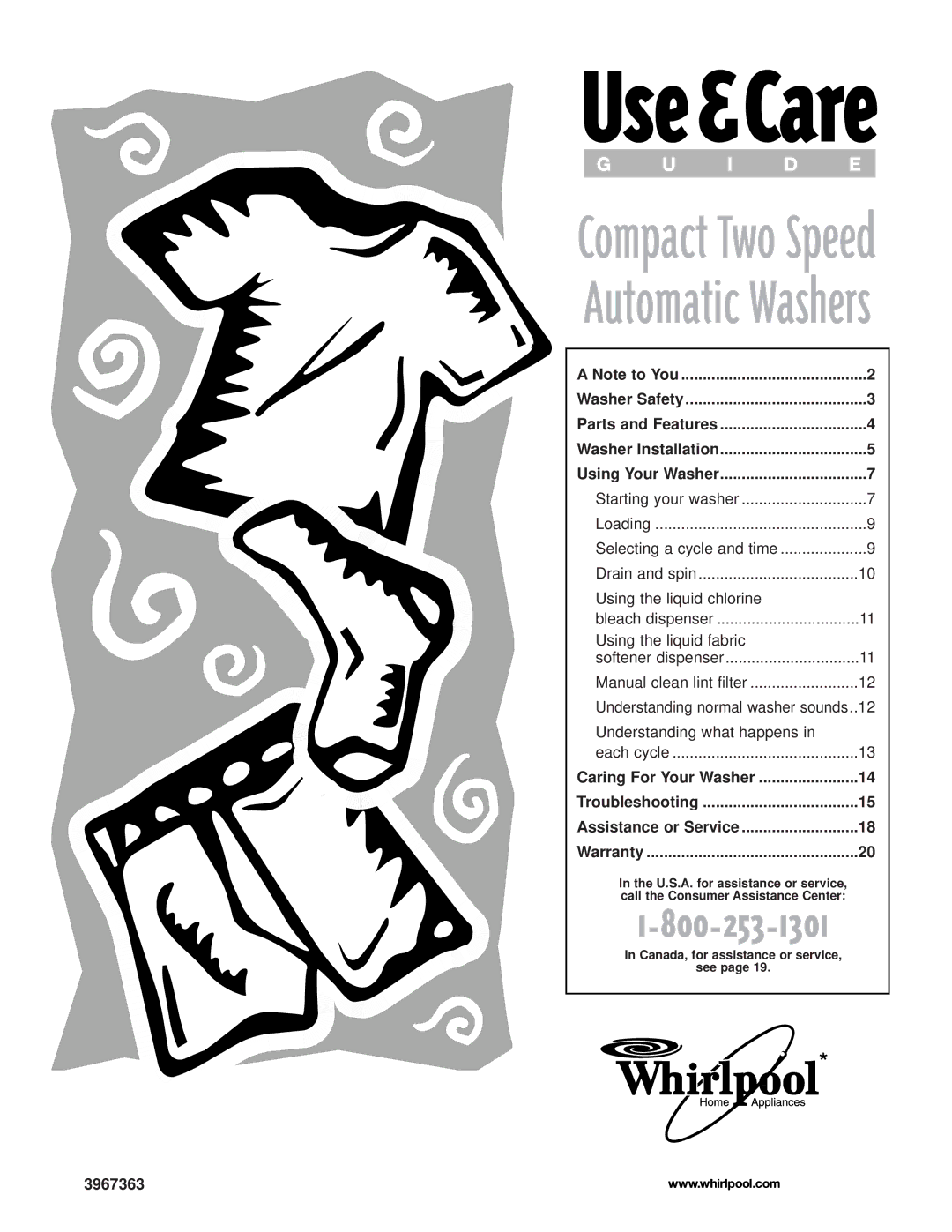 Whirlpool 3967363 warranty Compact Two Speed Automatic Washers 