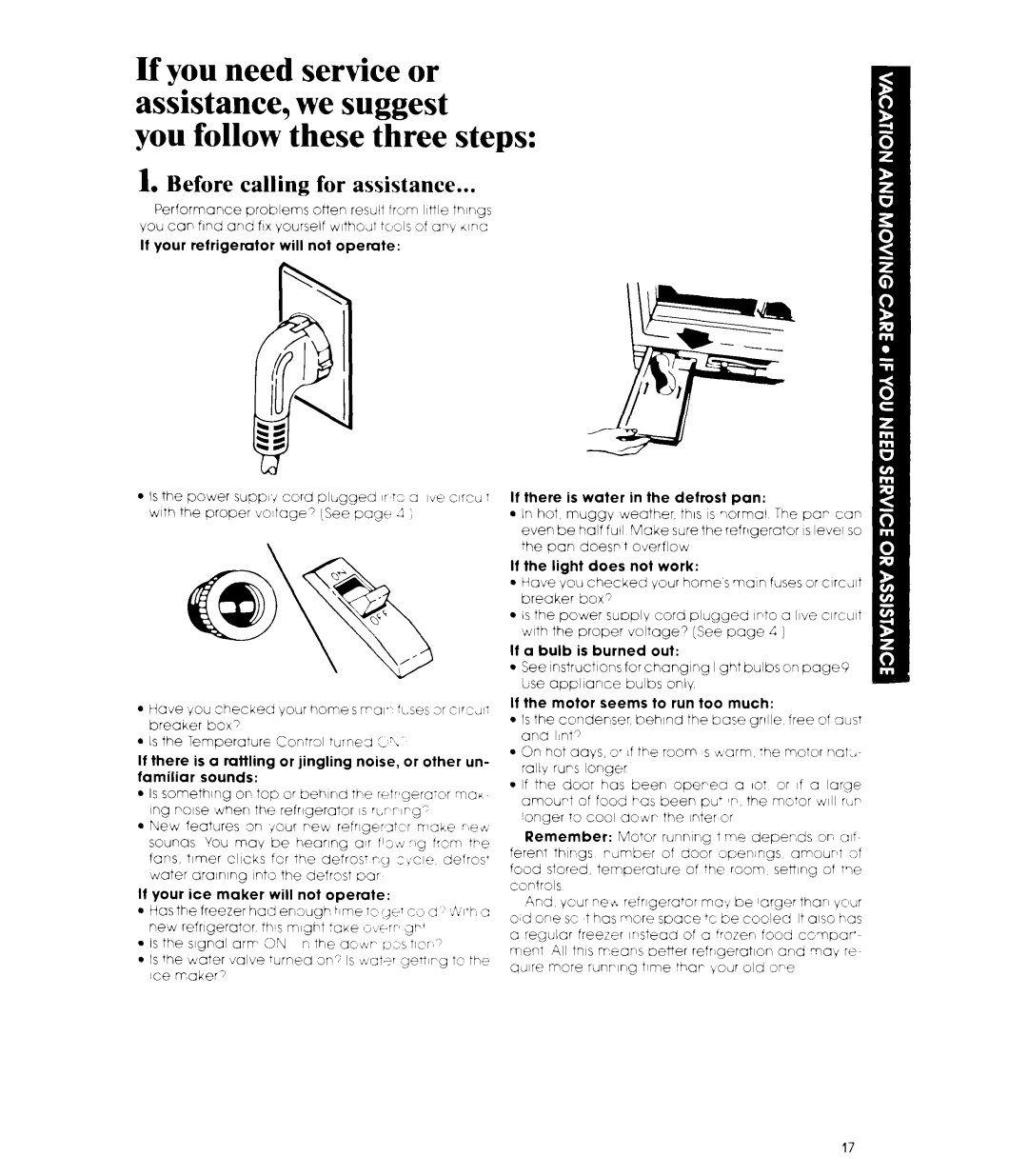 Whirlpool 3ED26MM manual Before calling for assistance 