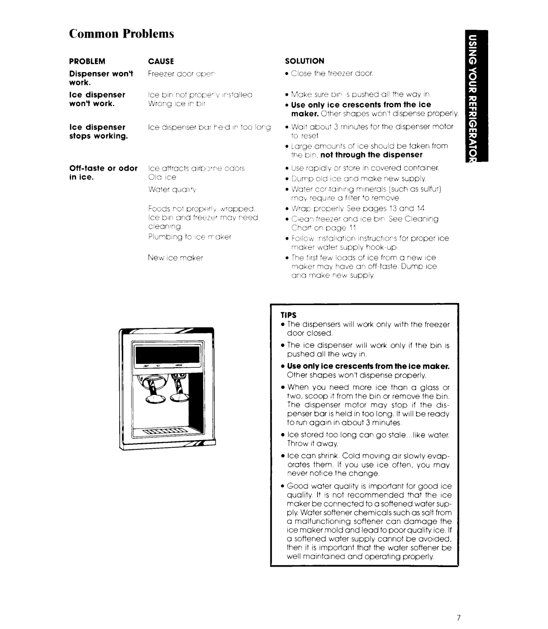 Whirlpool 3ED26MM manual Common Problems, Solution, Tips 