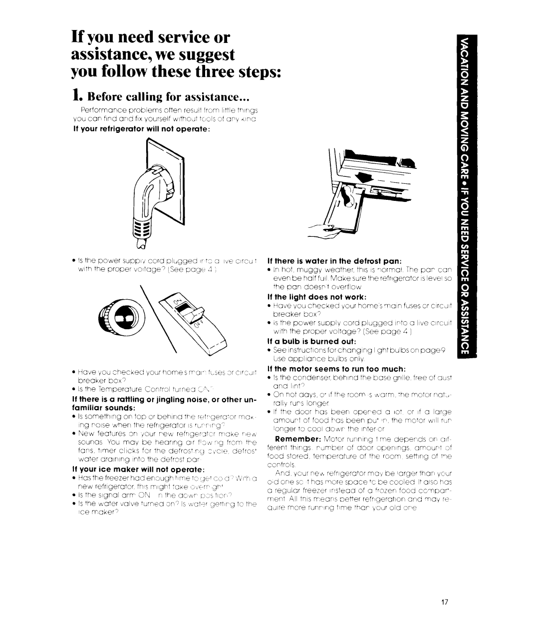 Whirlpool 3ED26MM manual you follow these three steps, If you need service or assistance, we suggest 