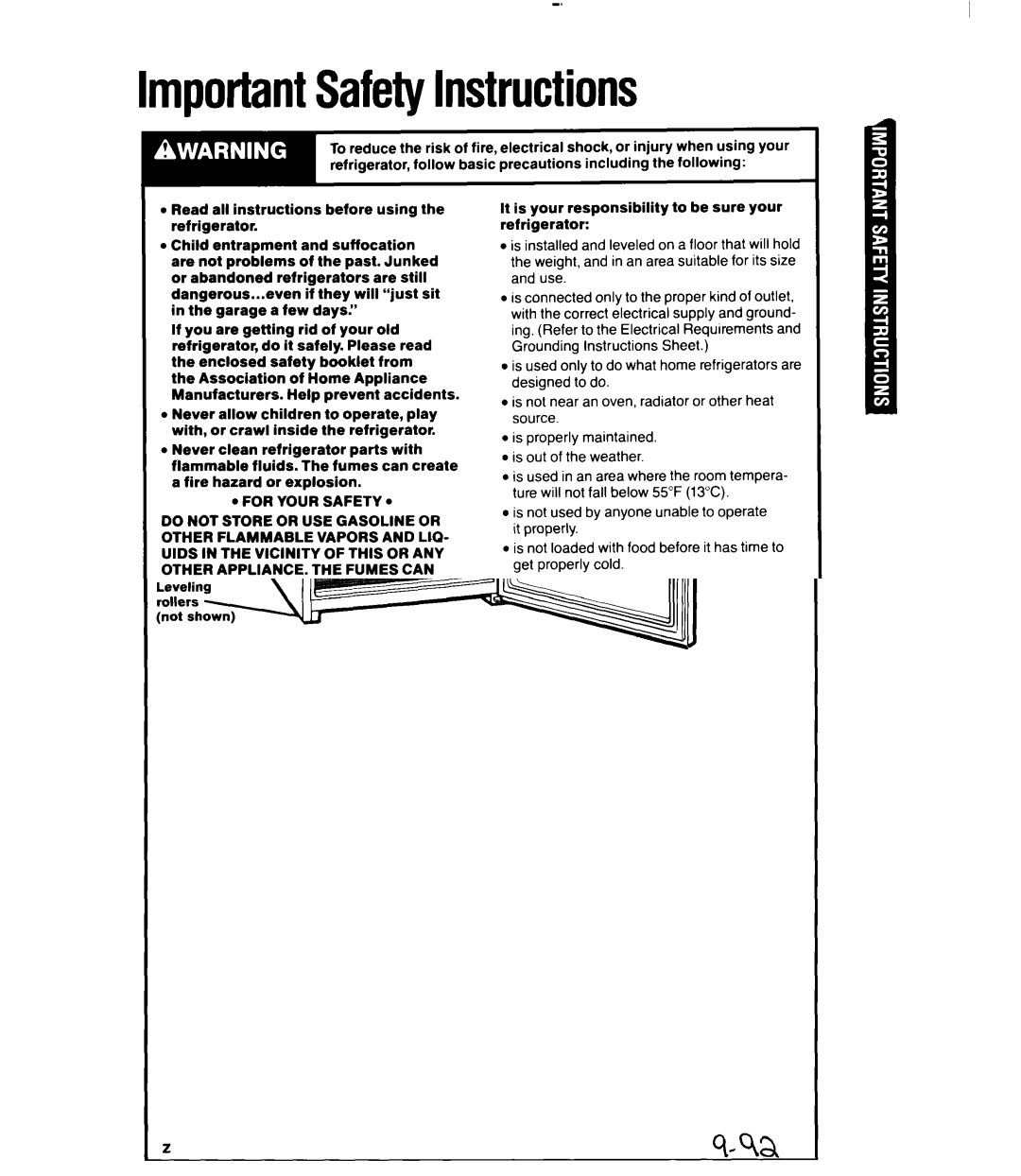 Whirlpool 3Ell8GK manual ImportantSafetyInstructions, For Your Safety 