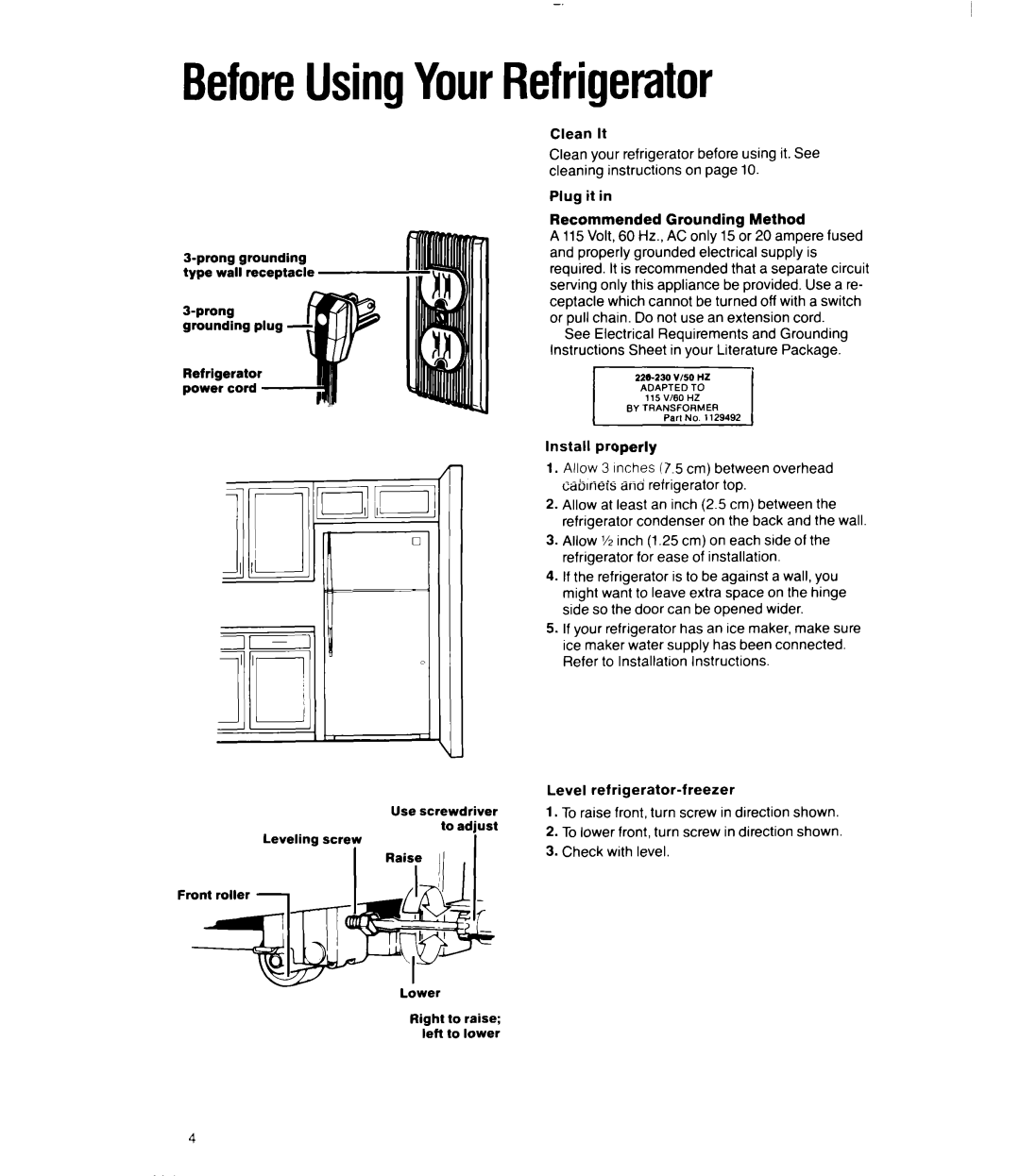 Whirlpool 3Ell8GK manual BeforeUsingYourRefrigerator, BJggF+949*j 