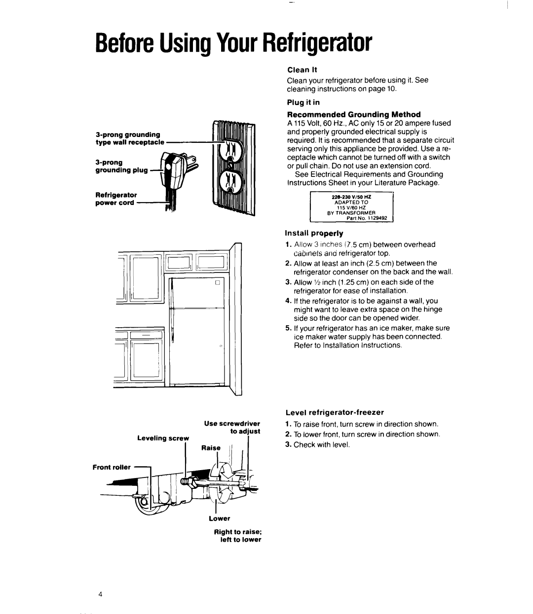Whirlpool 3Ell8GK manual BeforeUsingYourRefrigerator, BJggF+ 949*j 