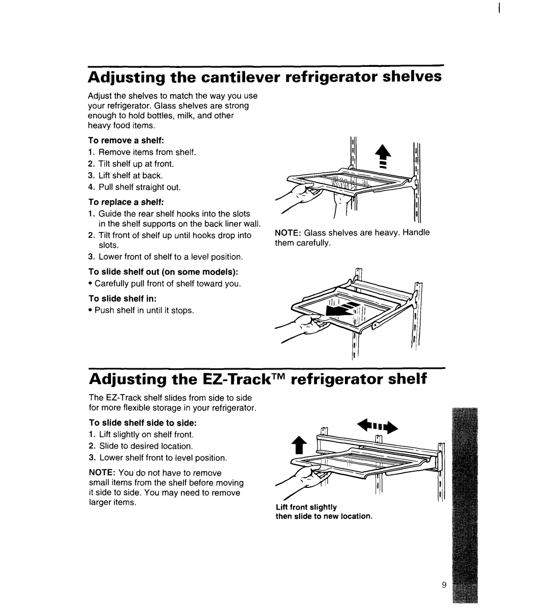 Whirlpool 3ET22DKXDN00 manual Adjusting the cantilever 