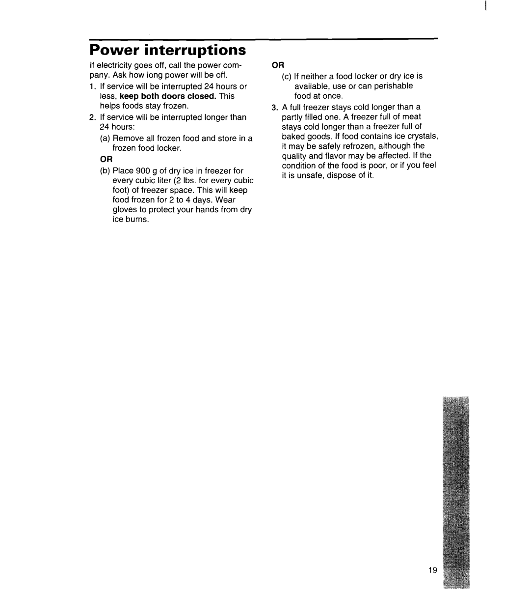 Whirlpool 3ET22DKXDN00 manual Power interruptions 