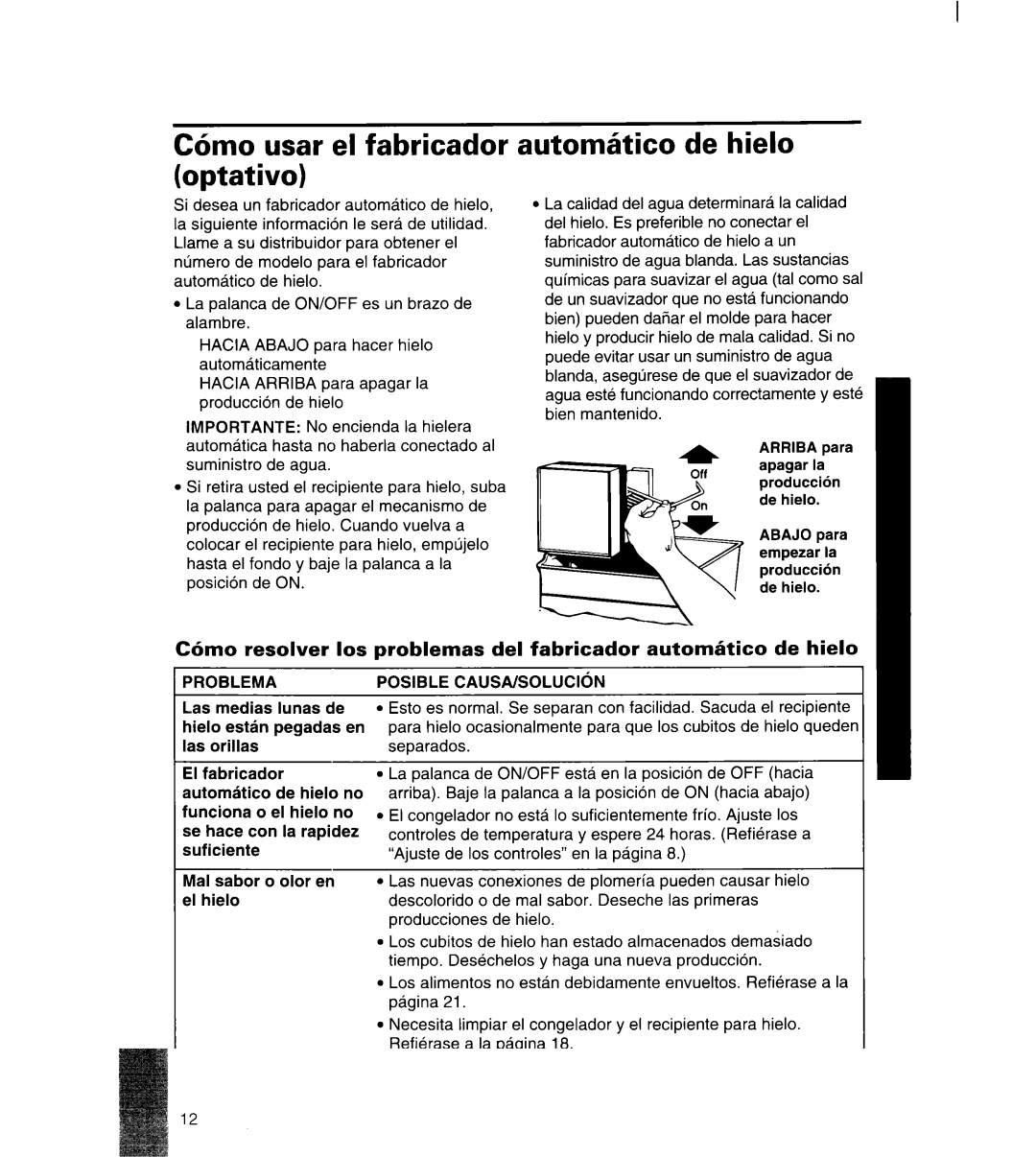 Whirlpool 3ET22DKXDN00 manual C6mo usar el fabricador optativo, Problema 