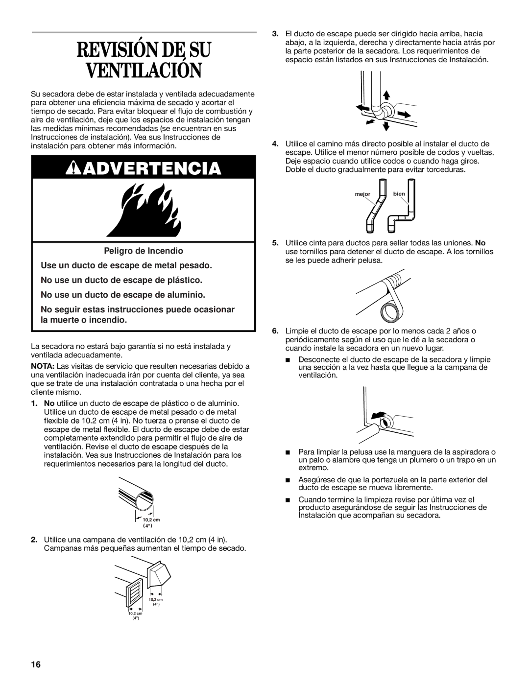 Whirlpool 3HLER5437JQ0 manual Revisión DE SU Ventilación 