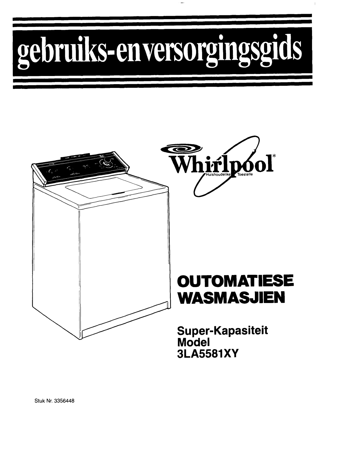 Whirlpool 3LA5581 manual Outomatese Wasmasjien 