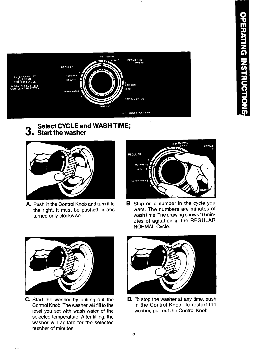 Whirlpool 3LA5801XX manual Select Cycle and Wash Time 3l Start the washer 