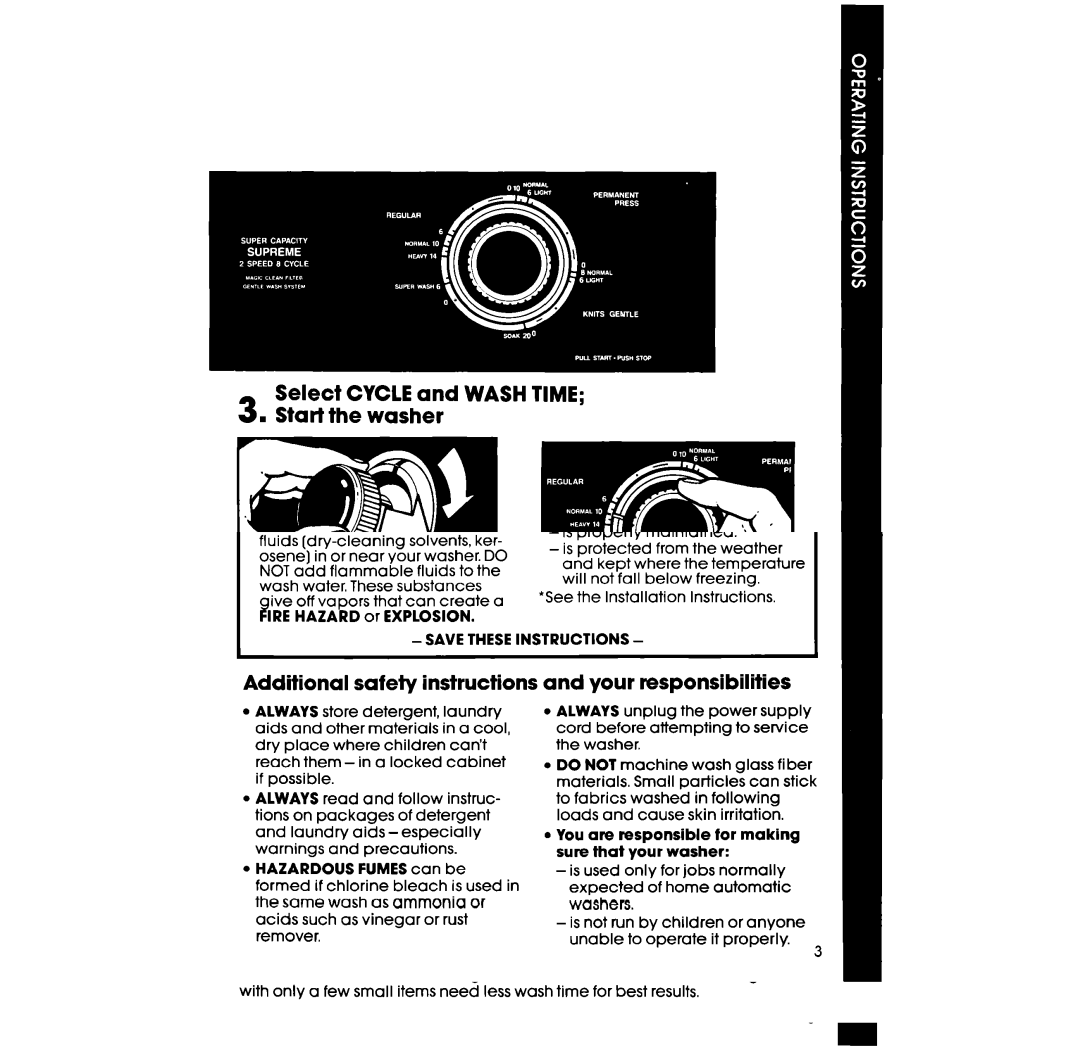 Whirlpool 3LA58OOXS manual Start the washer 