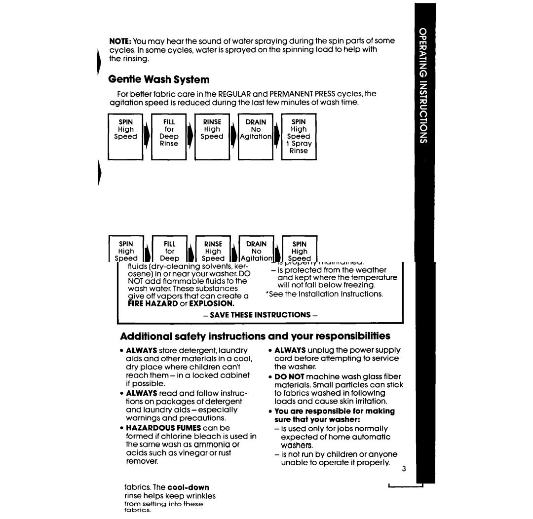 Whirlpool 3LA58OOXS manual Gentle Wash System 