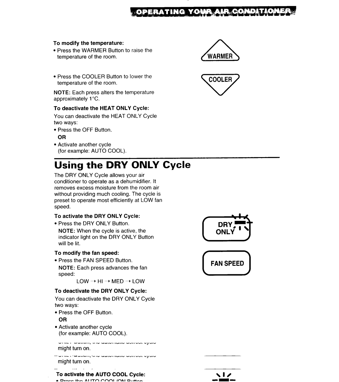 Whirlpool 3PACH21DD0 important safety instructions Using the DRY only Cycle 