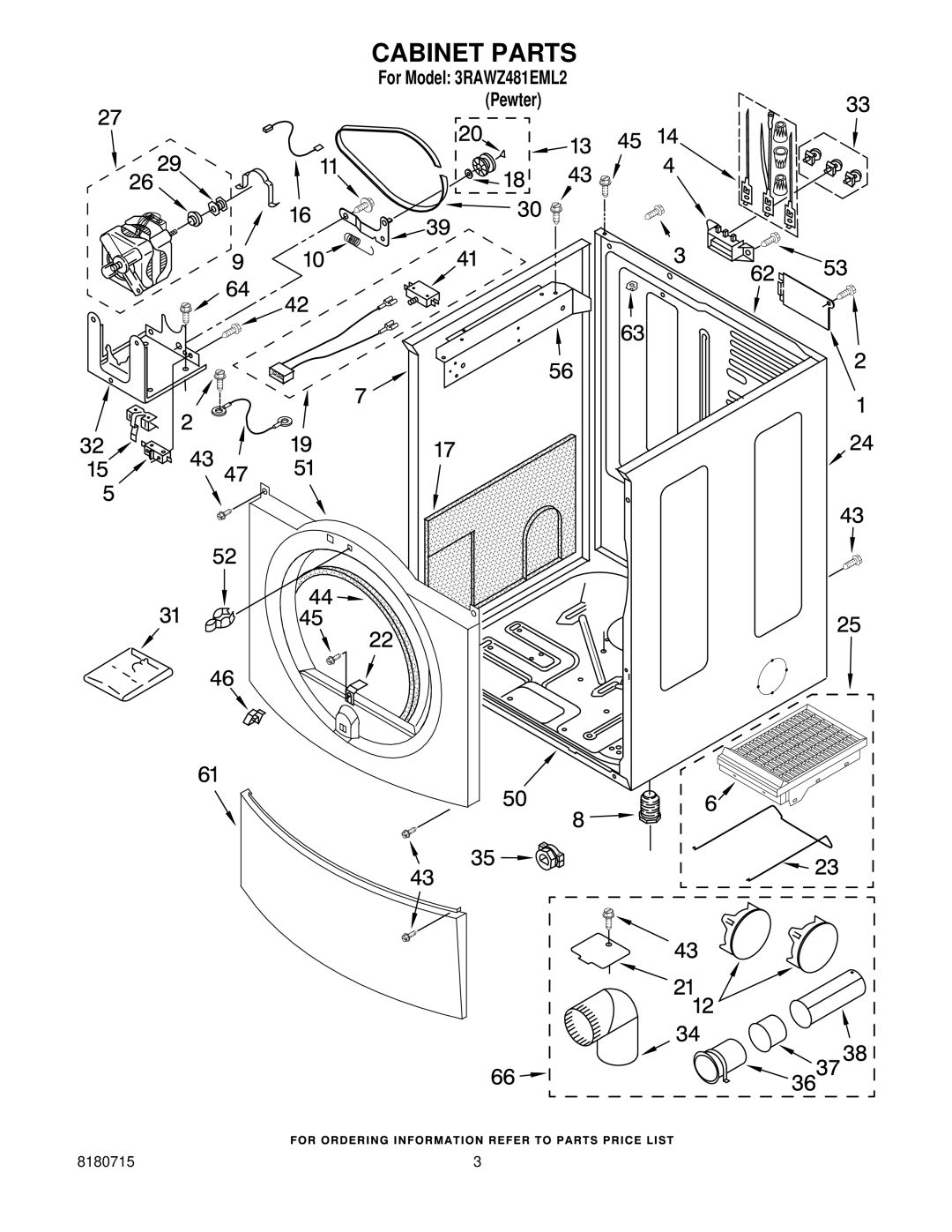 Whirlpool 3RAWZ481EML2 manual Cabinet Parts 