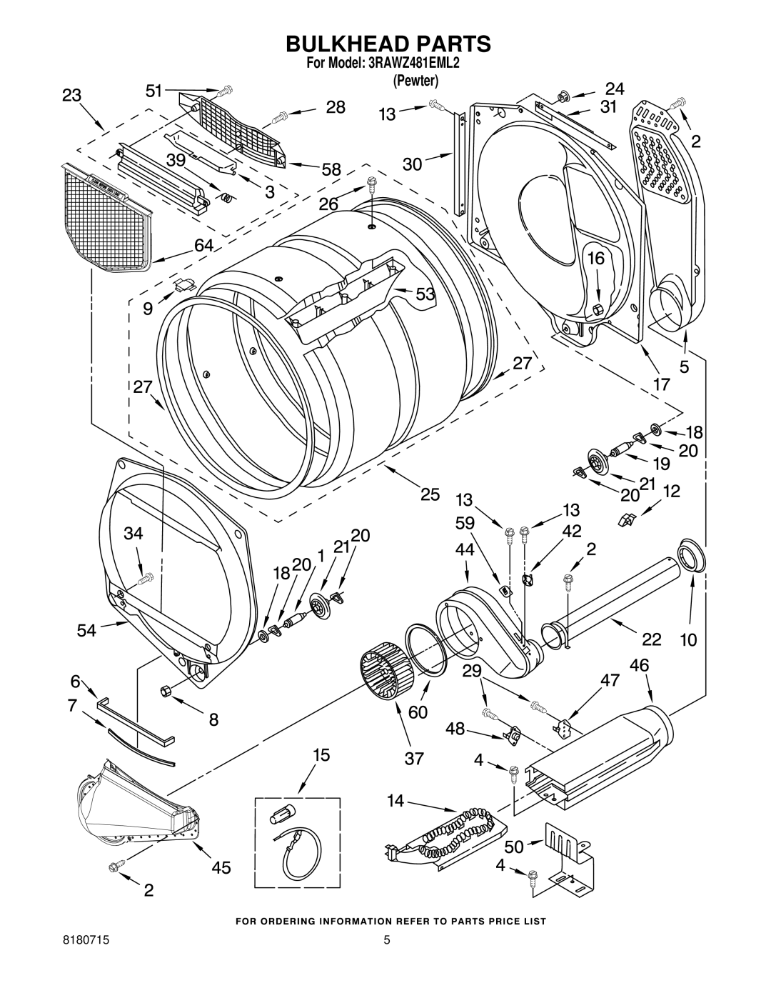 Whirlpool 3RAWZ481EML2 manual Bulkhead Parts 