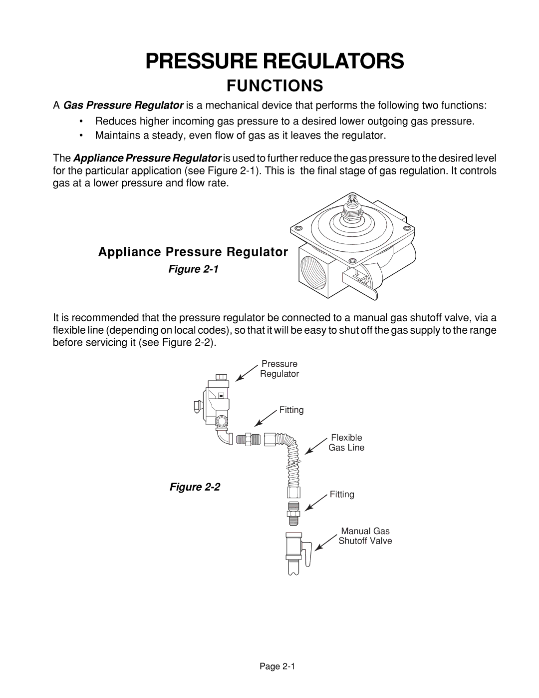 Whirlpool 4322452 manual Pressure Regulators, Functions 