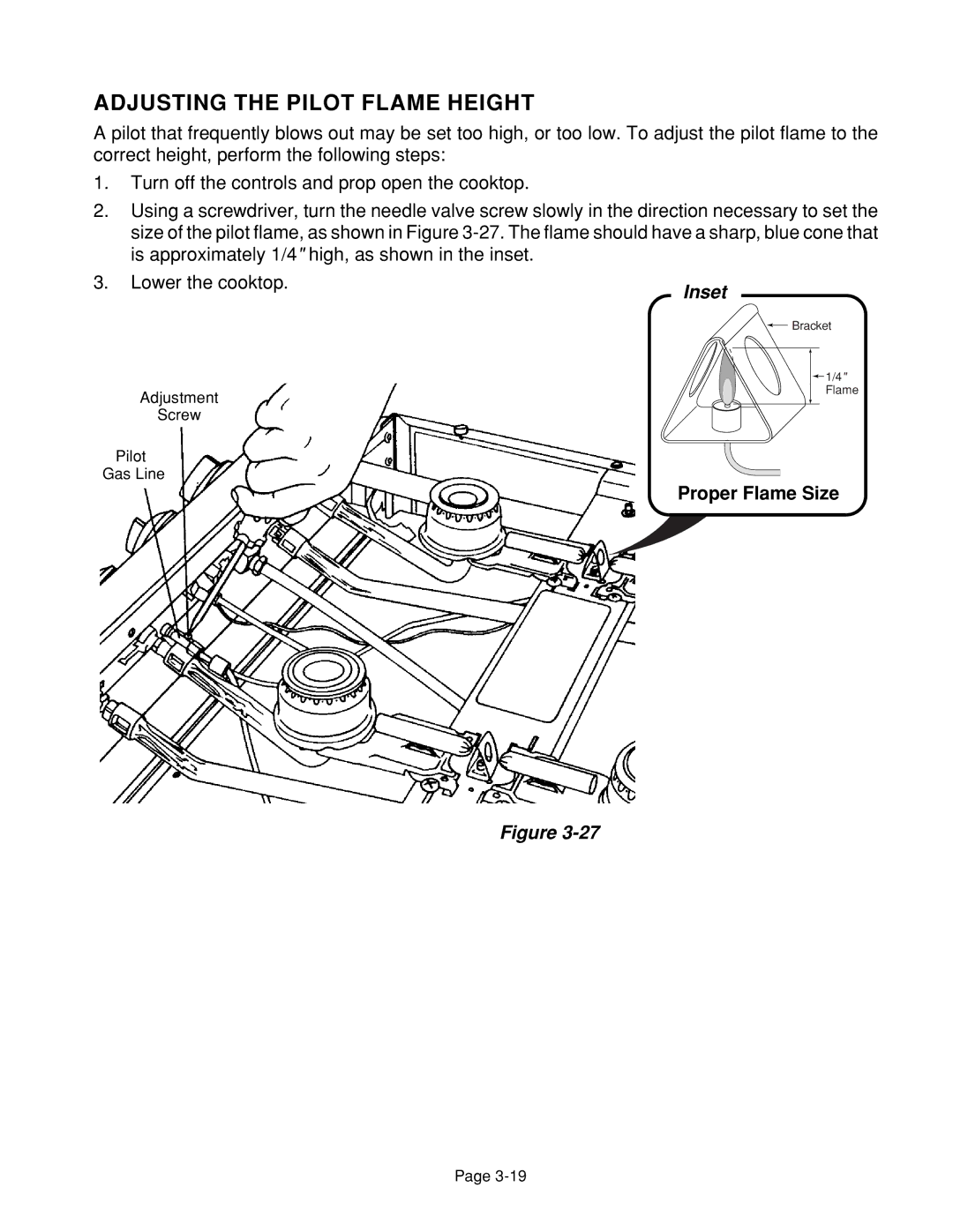 Whirlpool 4322452 manual Adjusting the Pilot Flame Height 