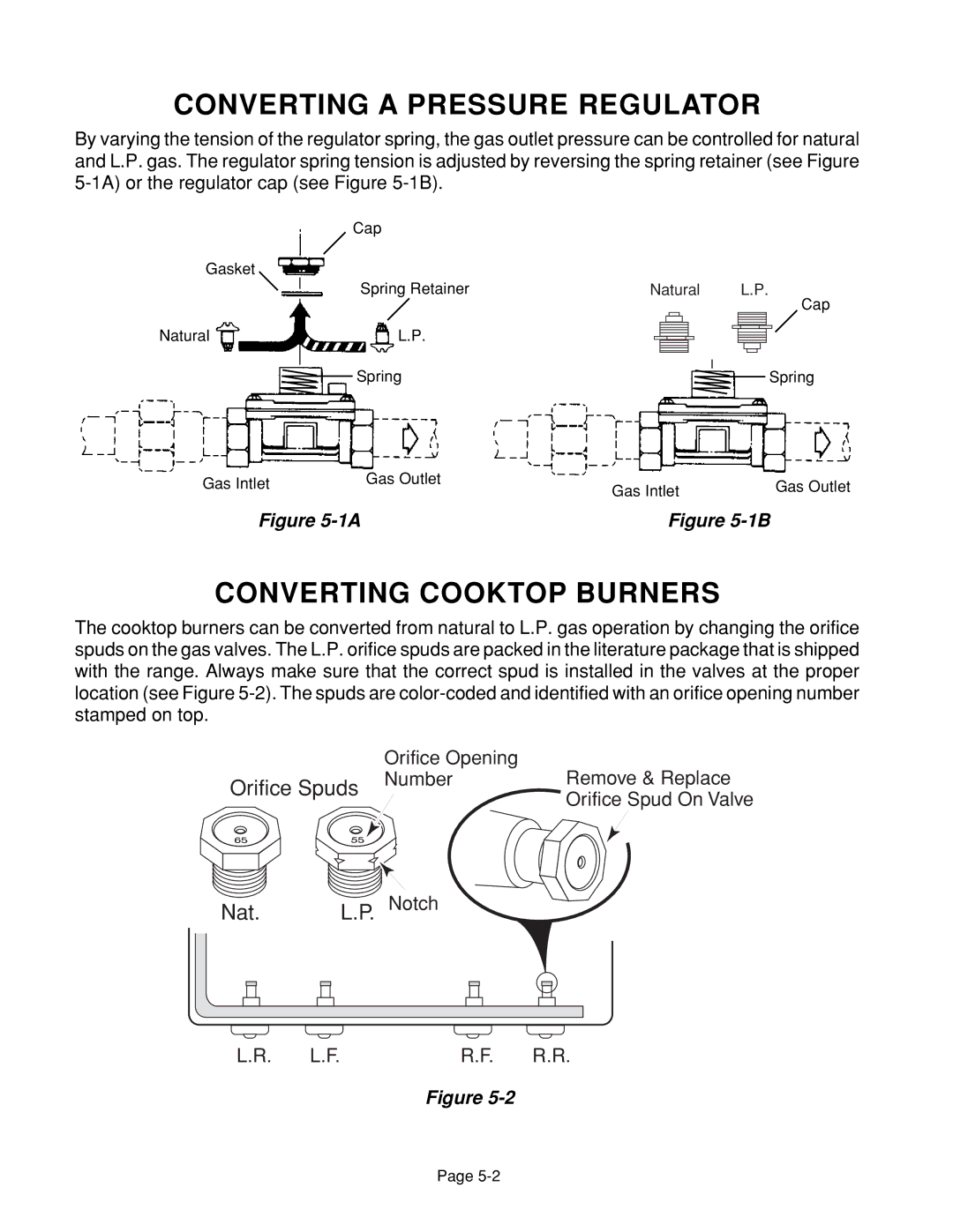 Whirlpool 4322452 manual Converting a Pressure Regulator, Converting Cooktop Burners 