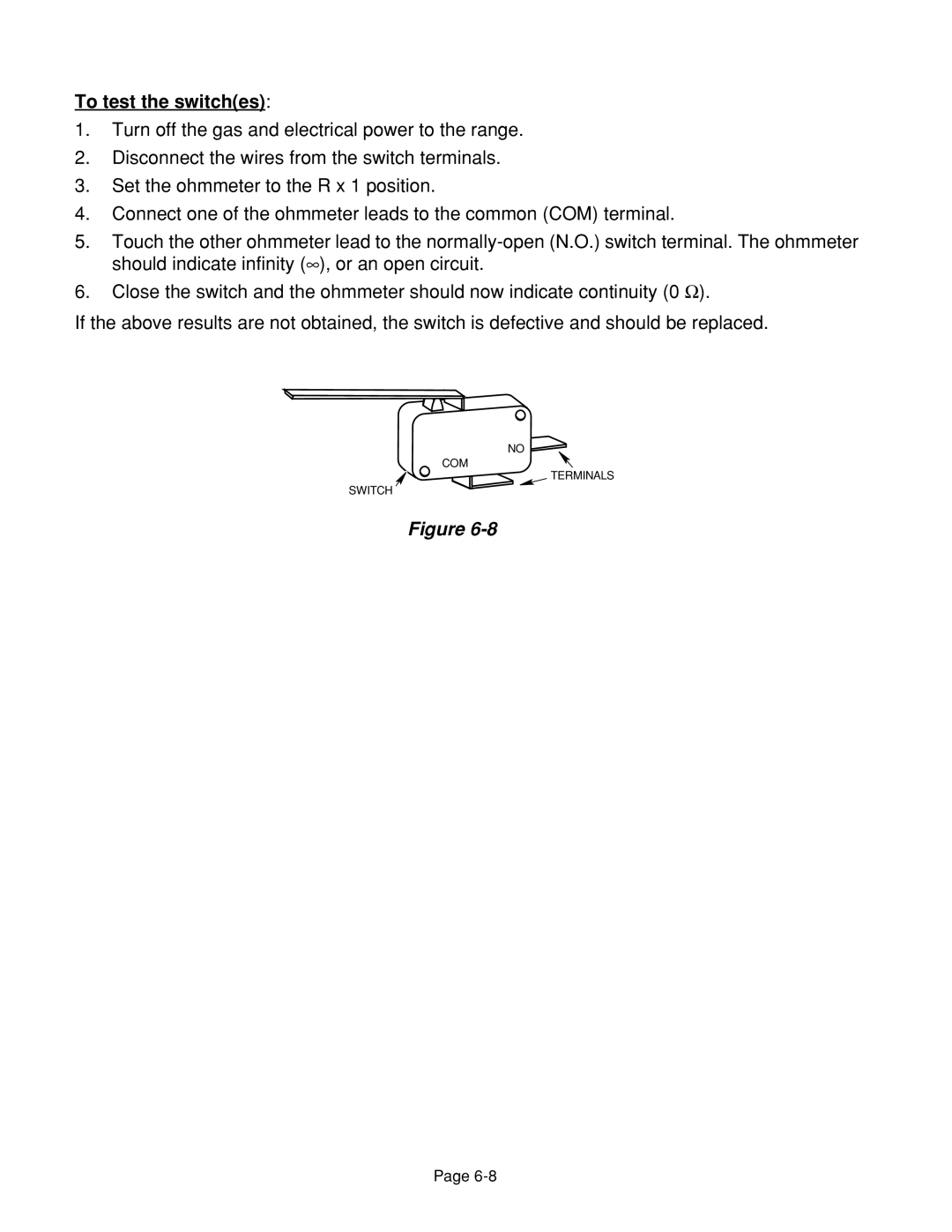 Whirlpool 4322452 manual To test the switches 