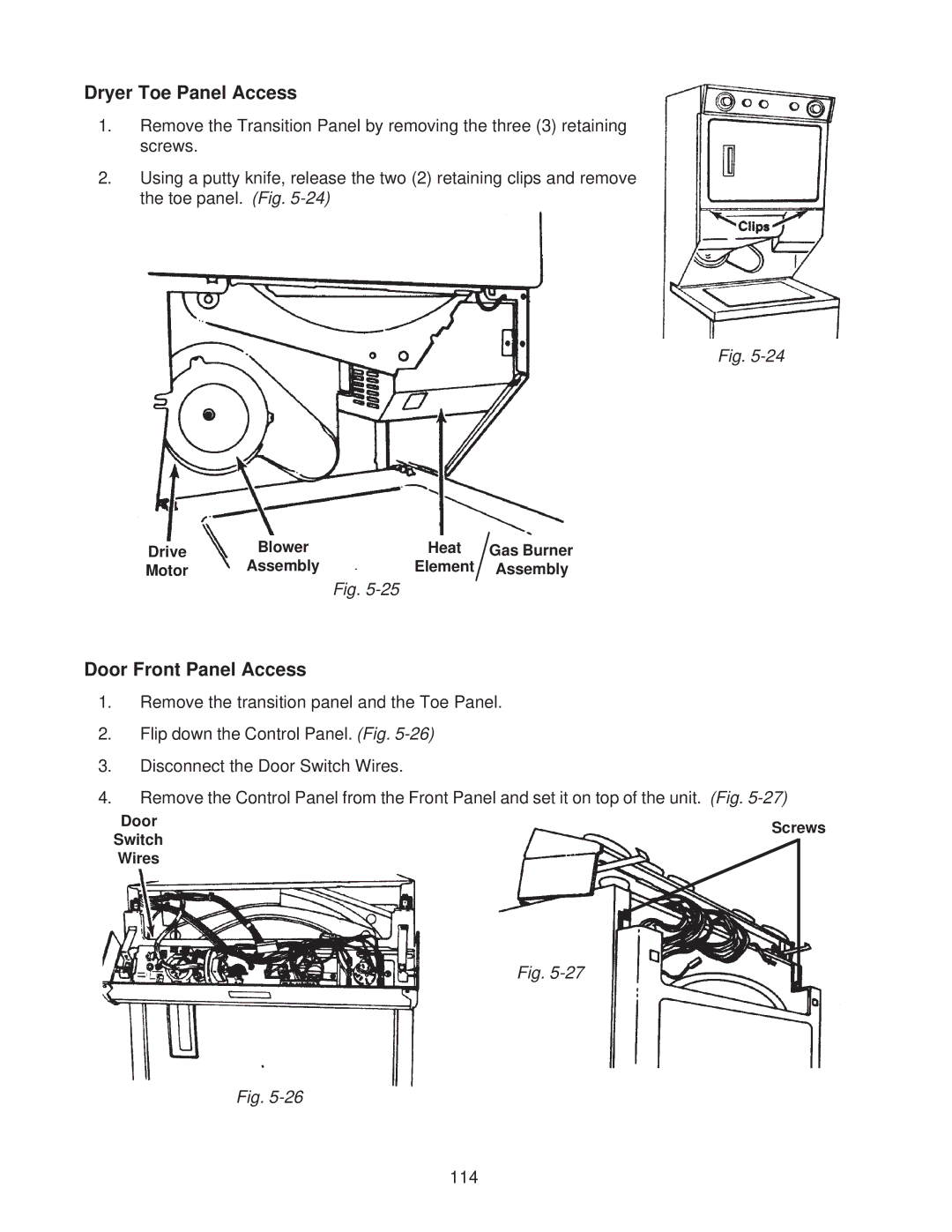 Whirlpool 4322616 manual Dryer Toe Panel Access, Door Front Panel Access 