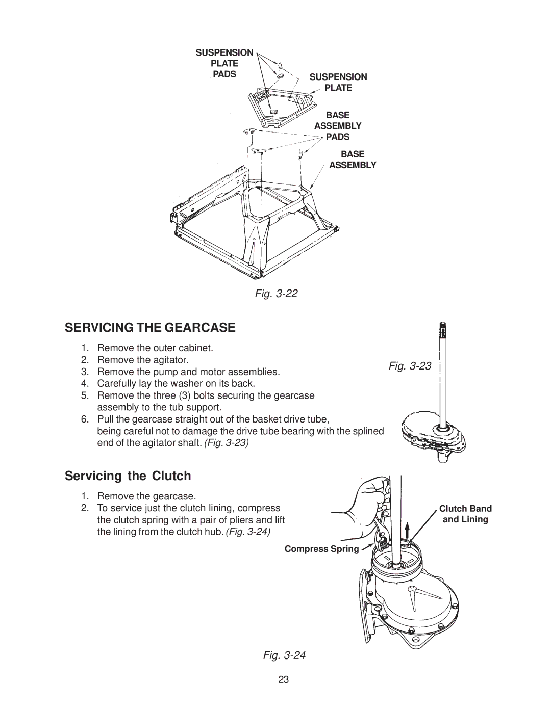 Whirlpool 4322616 manual Servicing the Gearcase, Servicing the Clutch 