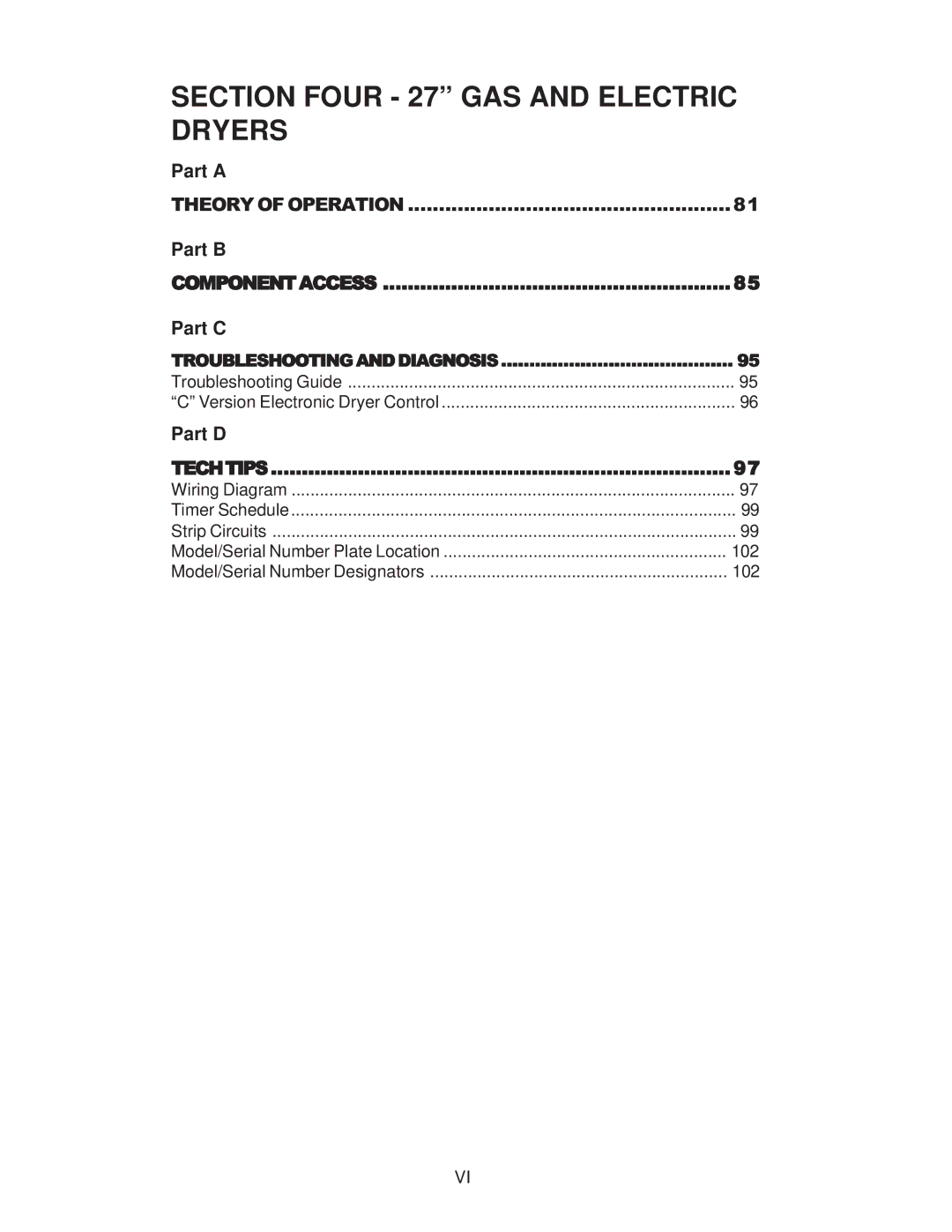 Whirlpool 4322616 manual Section Four 27 GAS and Electric Dryers 