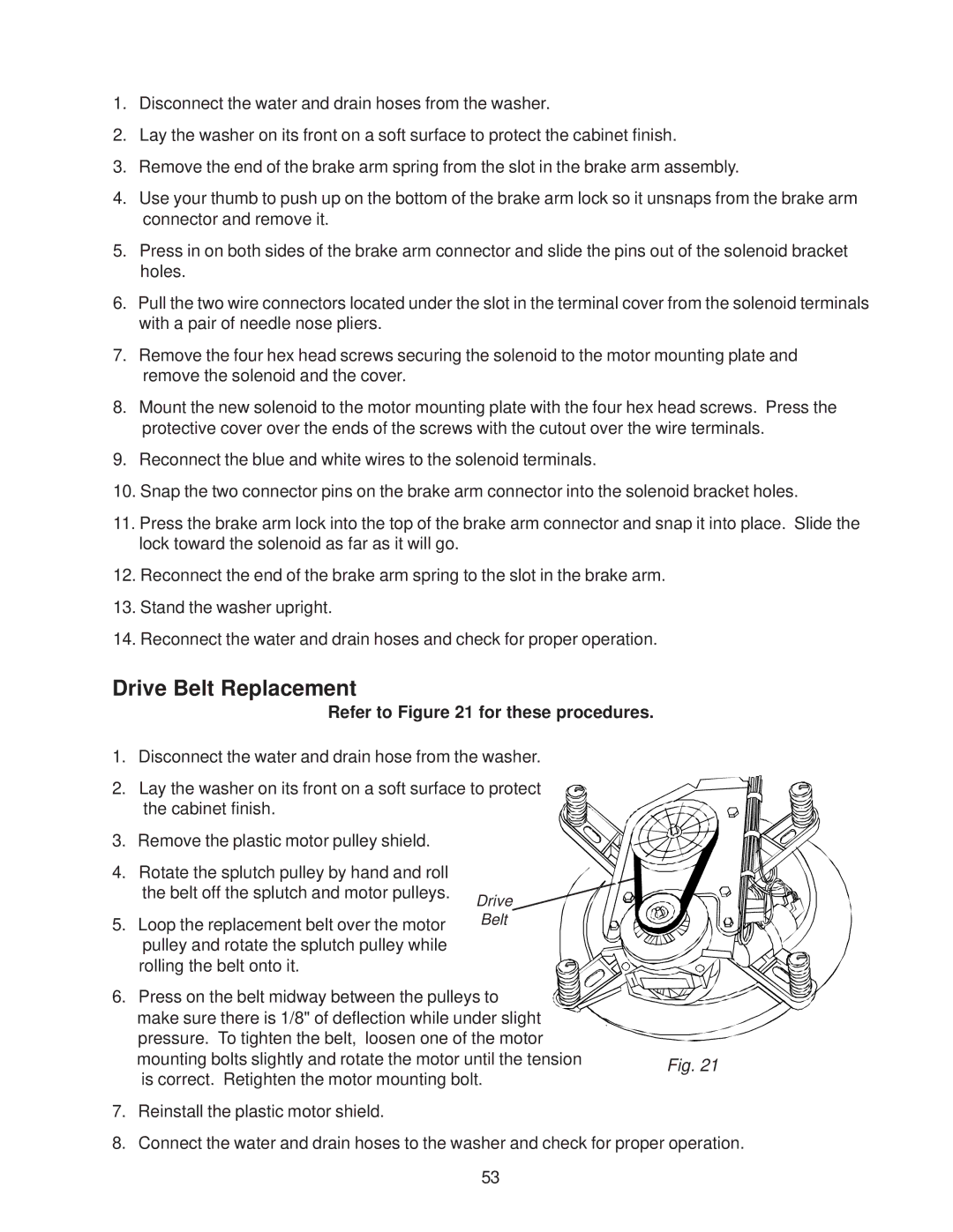 Whirlpool 4322616 manual Drive Belt Replacement 