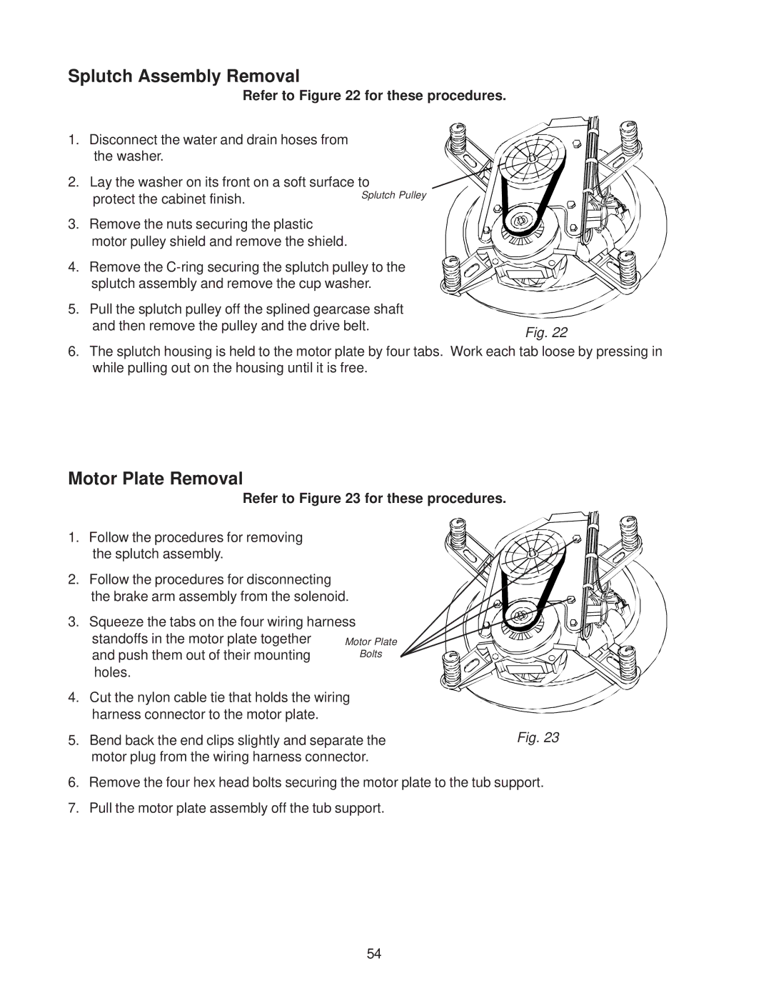 Whirlpool 4322616 manual Splutch Assembly Removal, Motor Plate Removal 