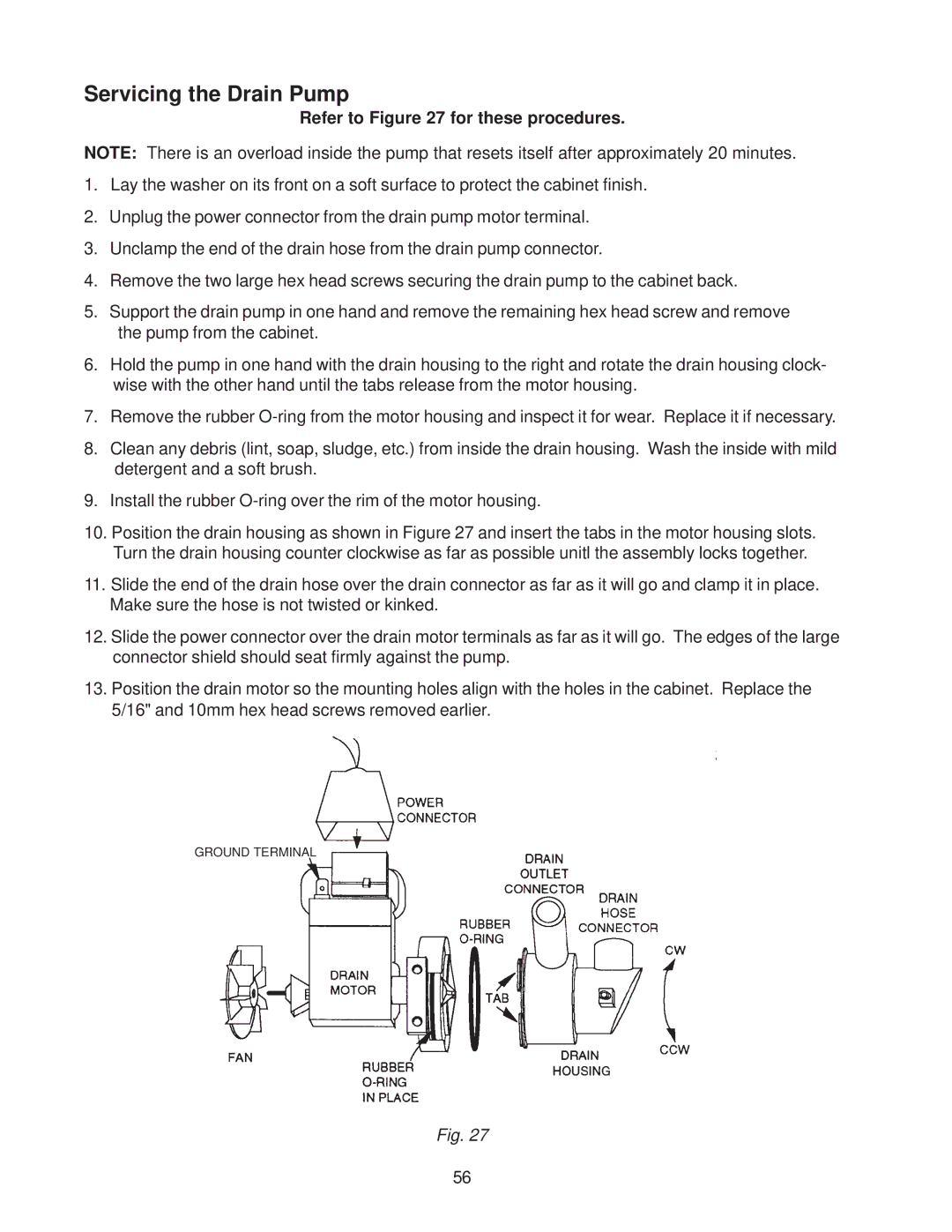 Whirlpool 4322616 manual Servicing the Drain Pump 