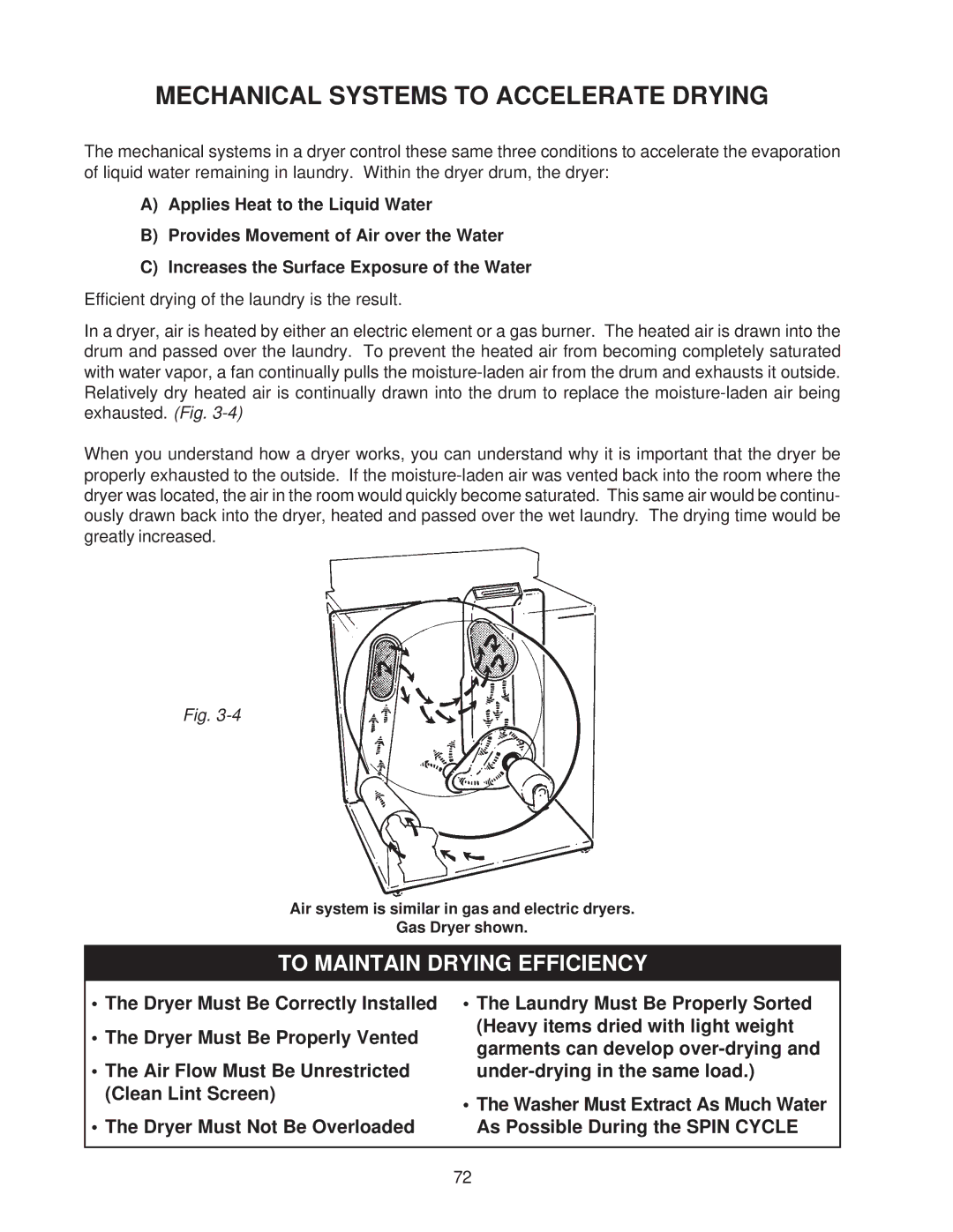 Whirlpool 4322616 manual Mechanical Systems to Accelerate Drying, To Maintain Drying Efficiency 