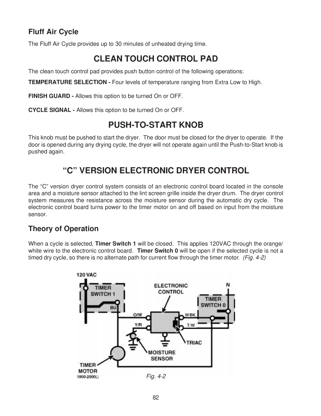 Whirlpool 4322616 manual Clean Touch Control PAD, PUSH-TO-START Knob, Version Electronic Dryer Control, Fluff Air Cycle 