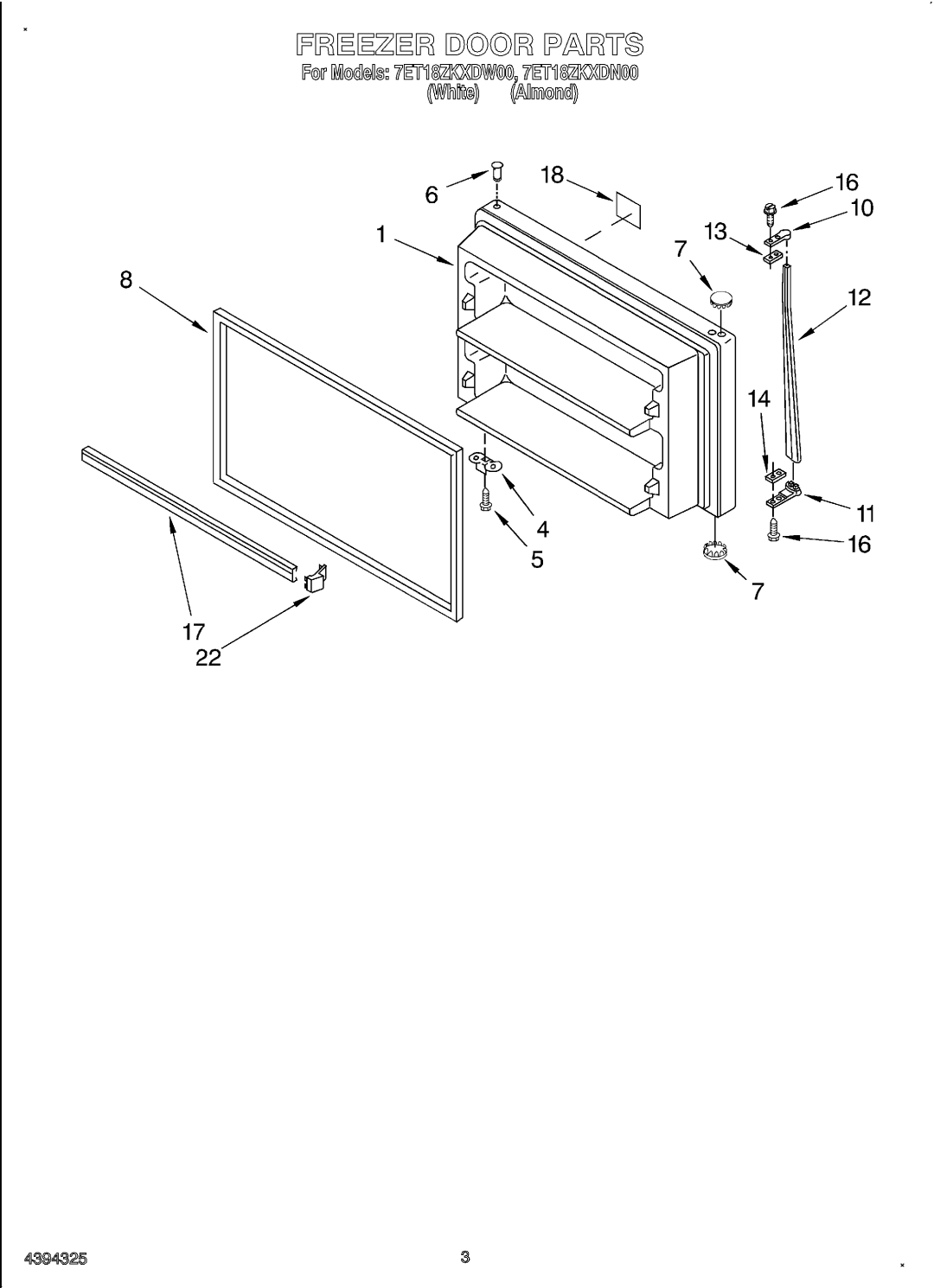 Whirlpool 4394325 manual 