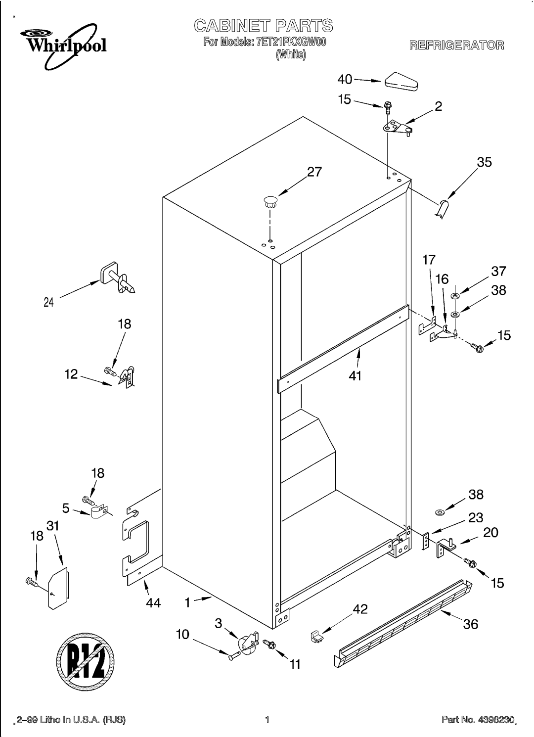 Whirlpool 4398230 manual 