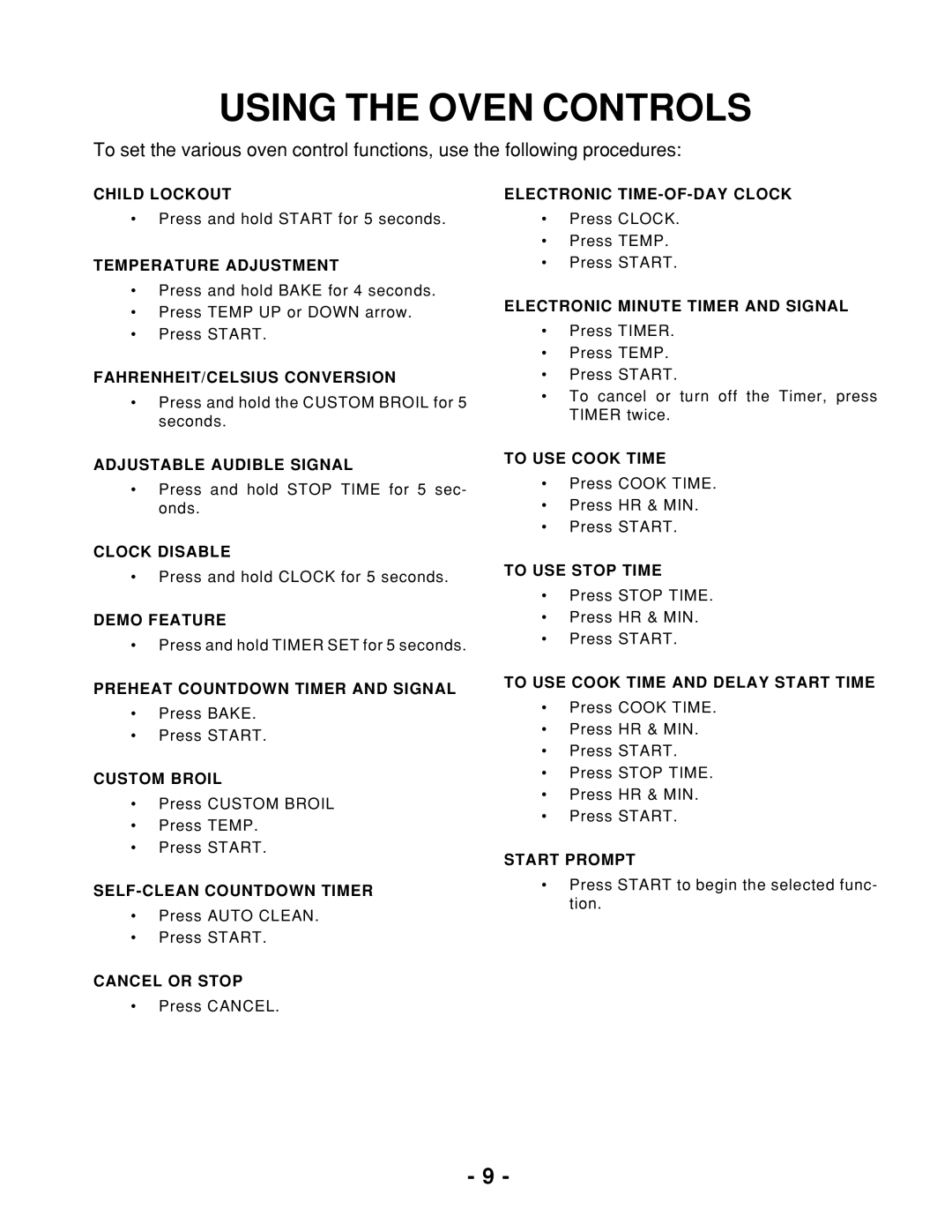 Whirlpool 465 manual Using the Oven Controls 