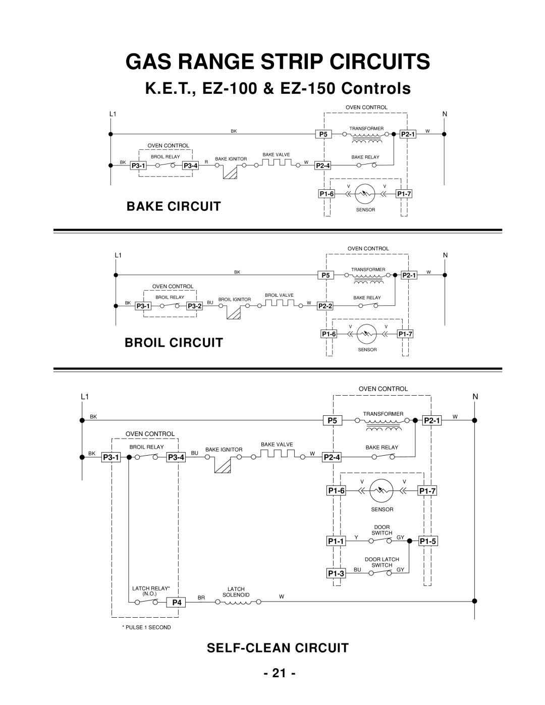 Whirlpool 465 manual GAS Range Strip Circuits, Bake Circuit 