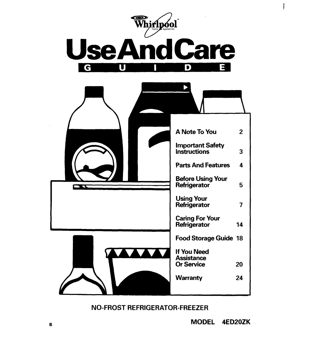 Whirlpool important safety instructions NO-FROST REFRIGERATOR-FREEZER Model 4ED20ZK 