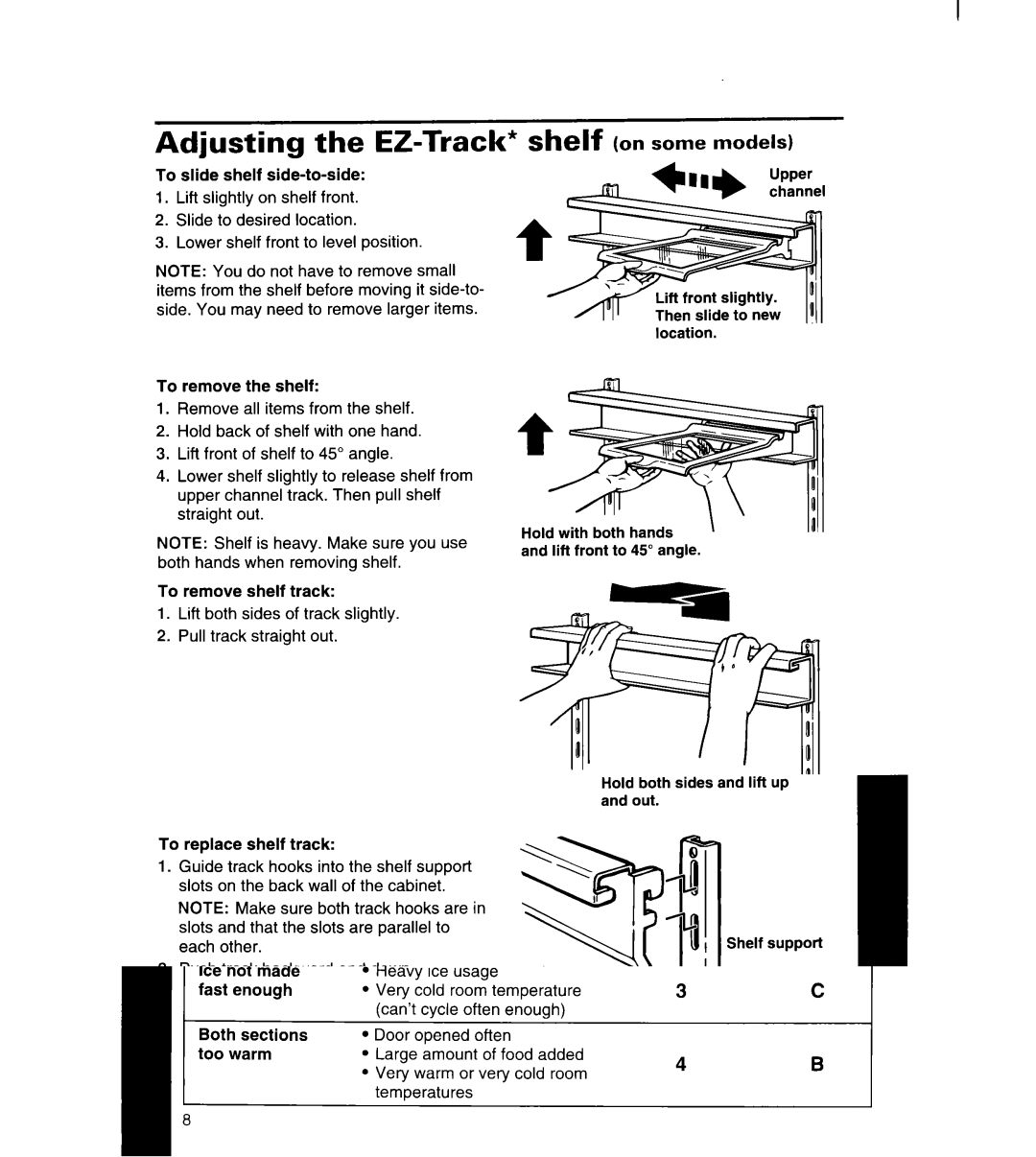 Whirlpool 4YED27DQDN00 manual Adjusting the EZ-Track, Shelf on some models 