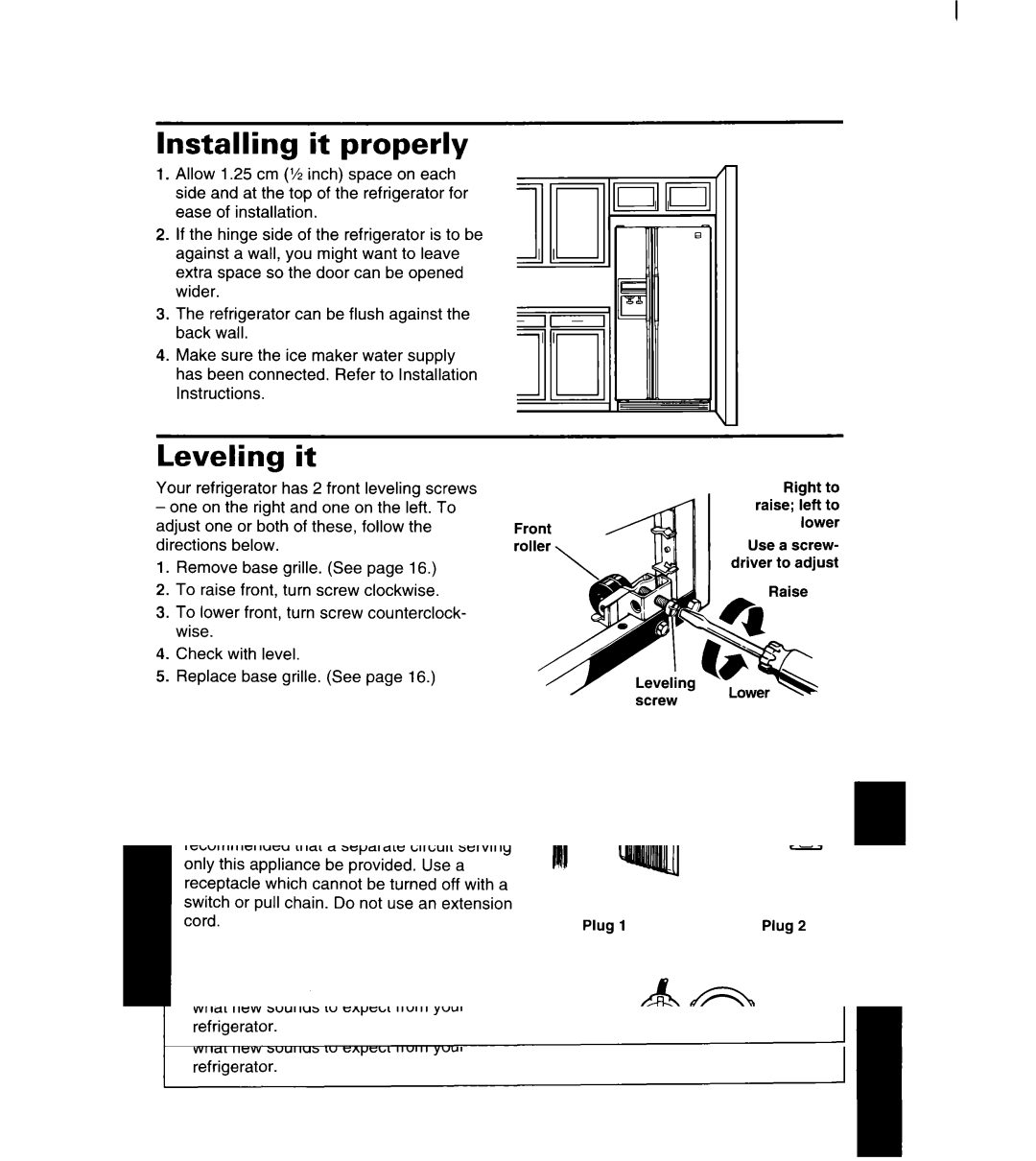 Whirlpool 4YED27DQDN00 manual Installing it properly, Leveling it 